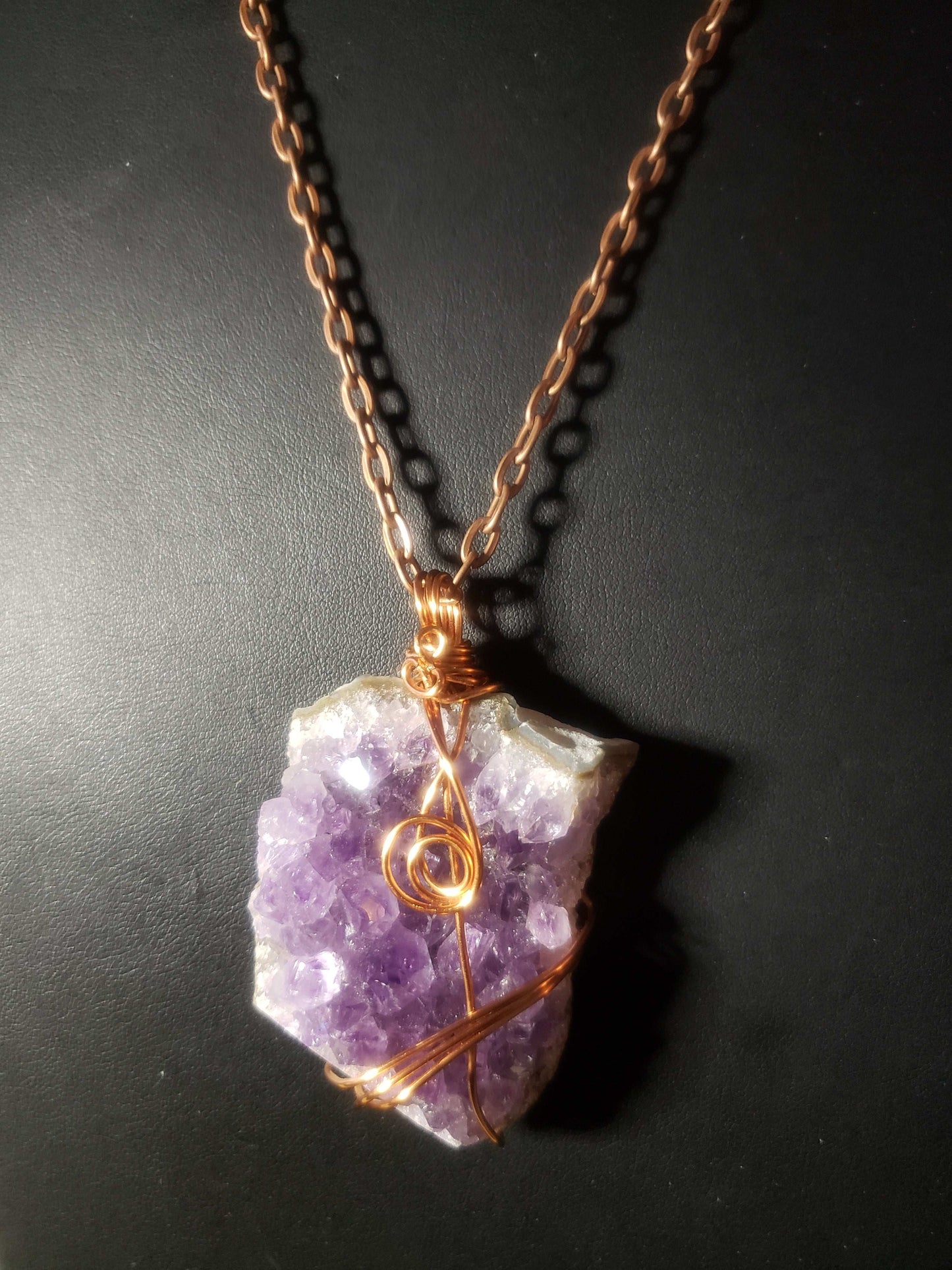 Raw Wire Wrapped Amethyst Drusy Neckace