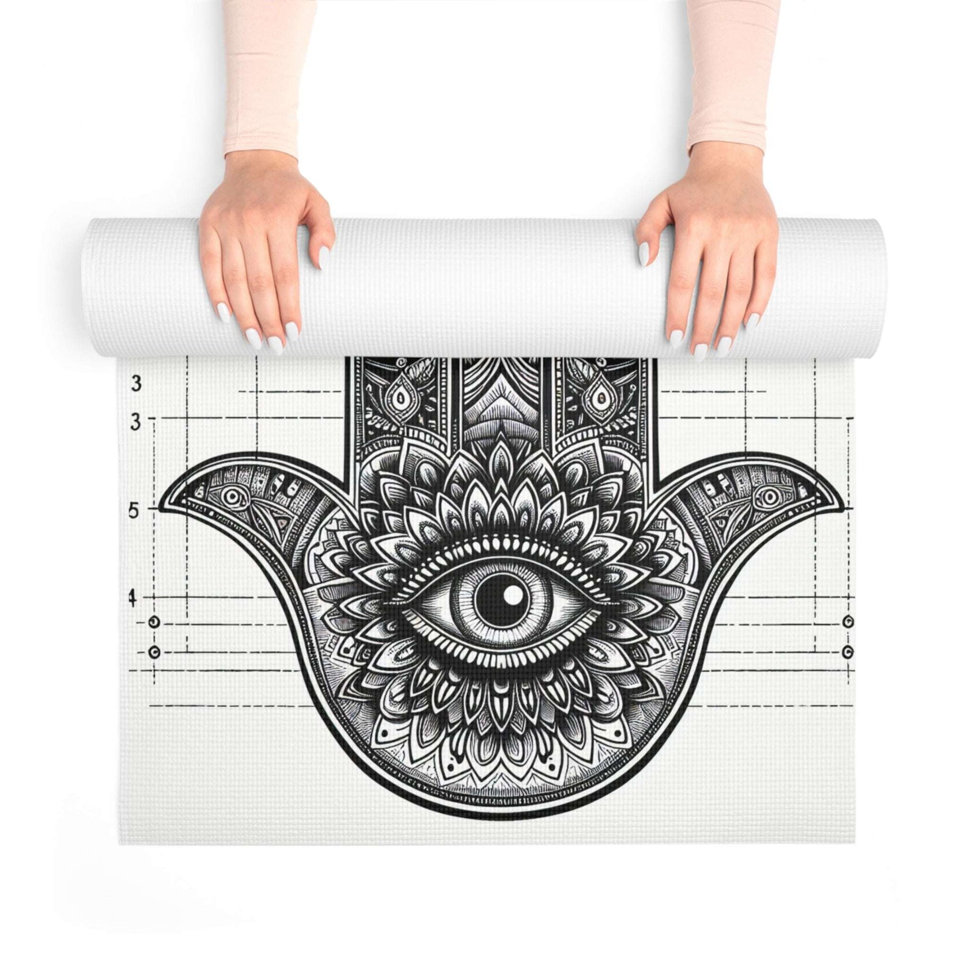 Mandala Hand Foam Yoga Mat - Non-Slip Exercise Mat for Mindfulness and Relaxation