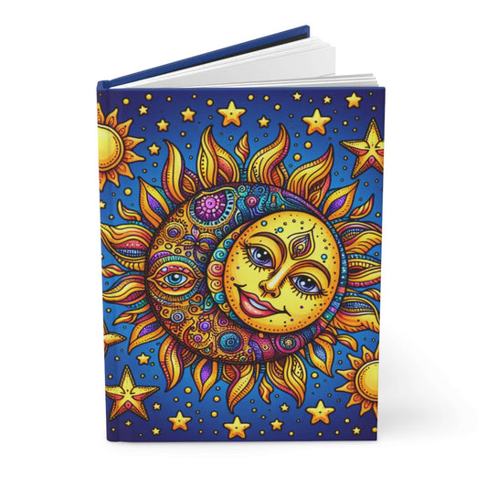 Celestial Dreams Hardcover Journal - Vibrant Sun and Moon Design