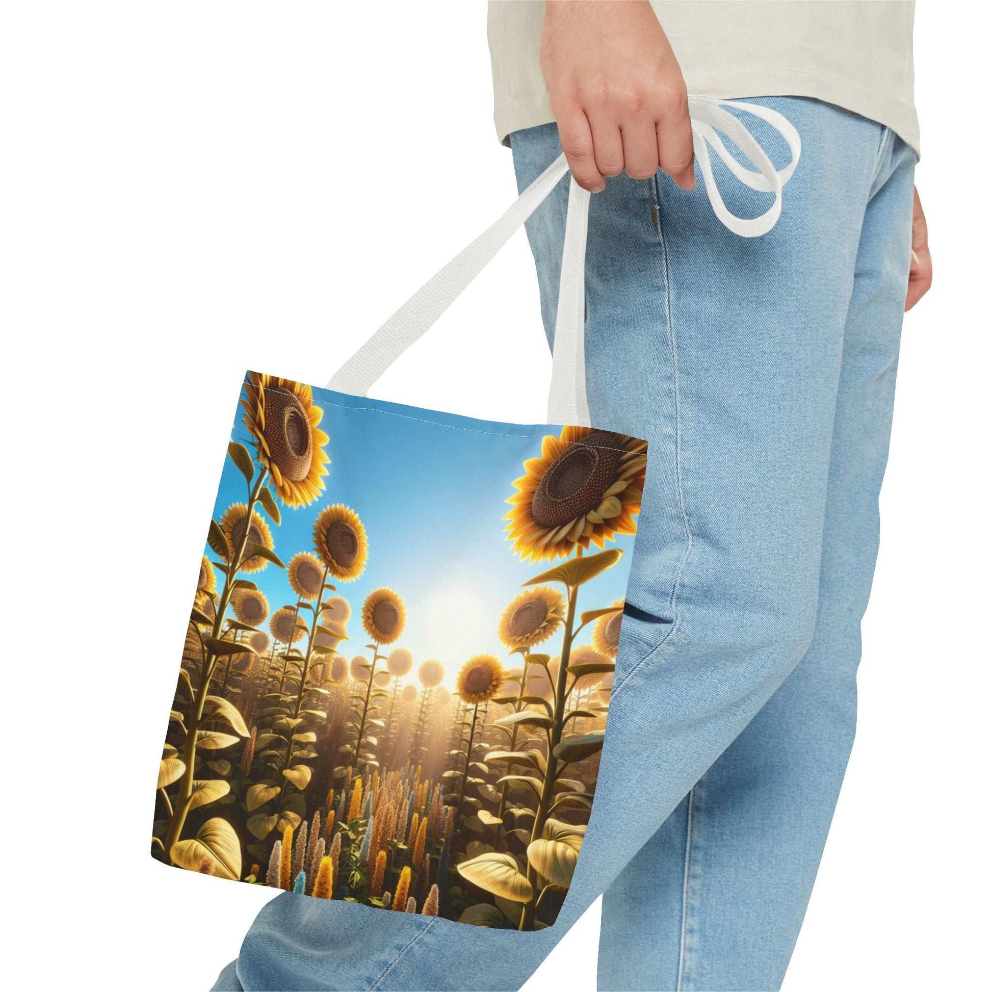 Sunflower Fields Tote Bag - Stylish & Eco-Friendly Transportation for Nature Lovers