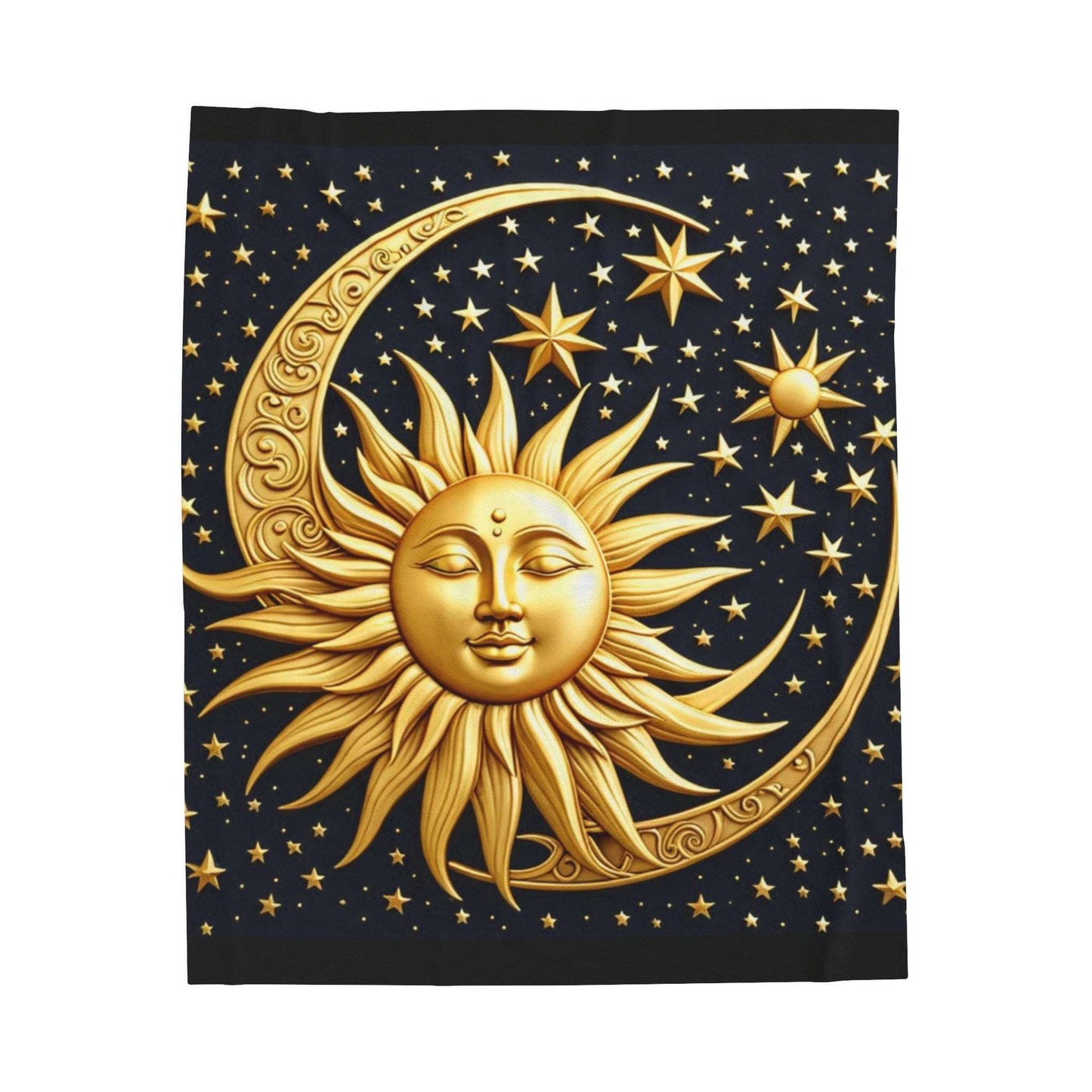 Celestial Sun and Moon Plush Blanket - Cozy Velveteen Throw for Stargazers