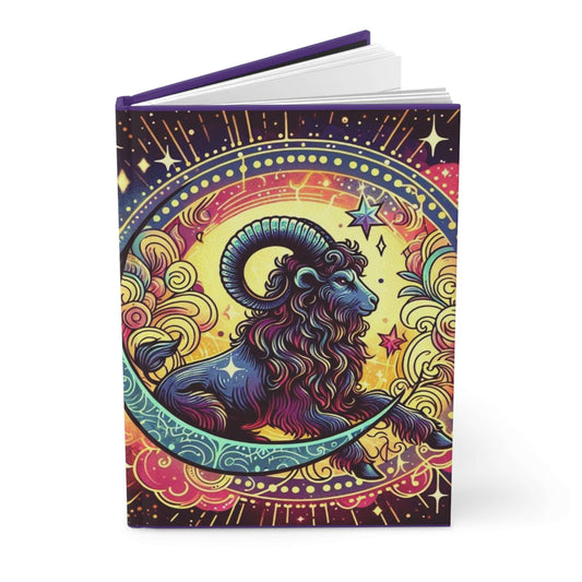 Cosmic Aries Hardcover Journal - Vibrant Zodiac Design