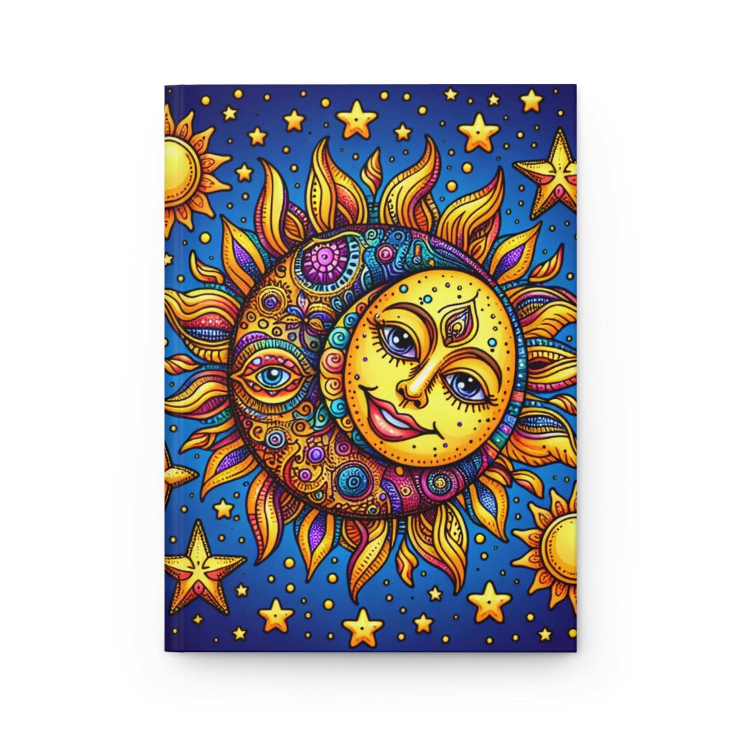 Celestial Dreams Hardcover Journal - Vibrant Sun and Moon Design