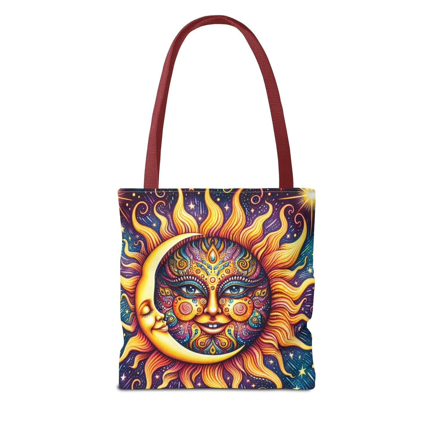 Bohemian Sun and Moon Tote Bag - Colorful Cosmic Design for Eco-Friendly Living