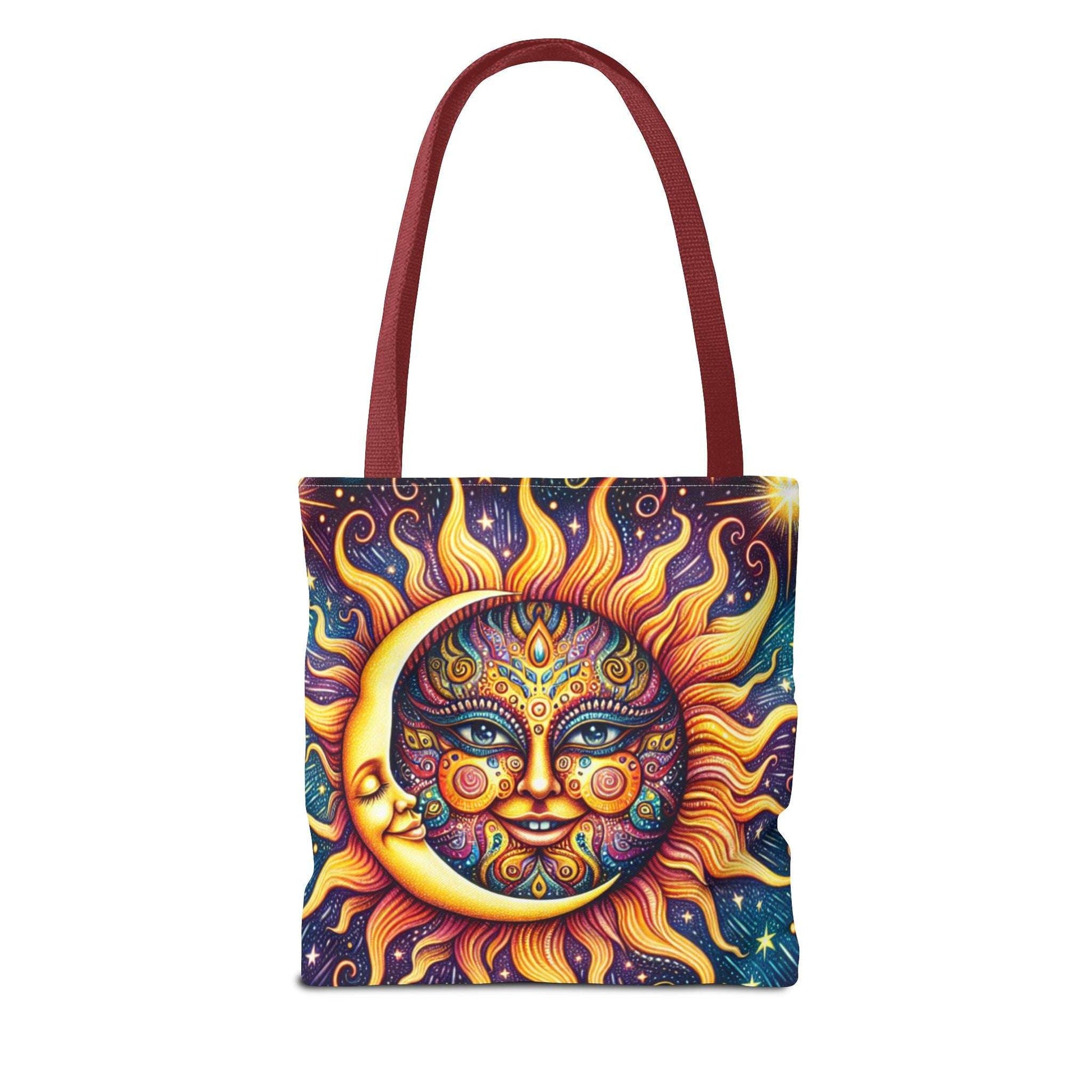 Bohemian Sun and Moon Tote Bag - Colorful Cosmic Design for Eco-Friendly Living