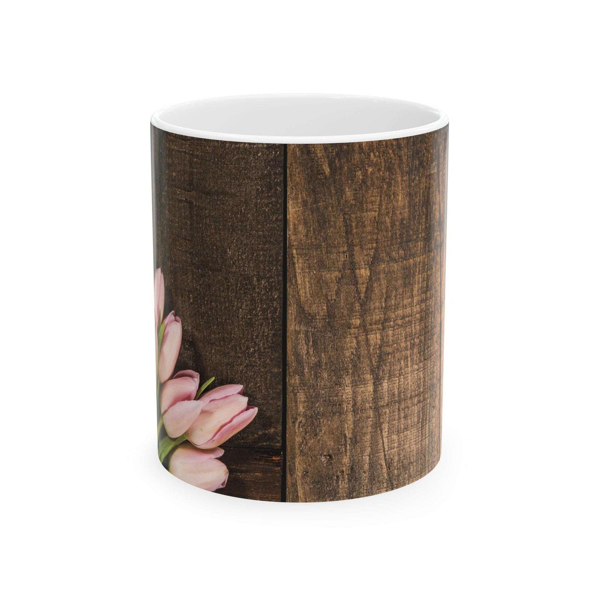 Elegant Pink Tulip Mug, (11oz, 15oz)