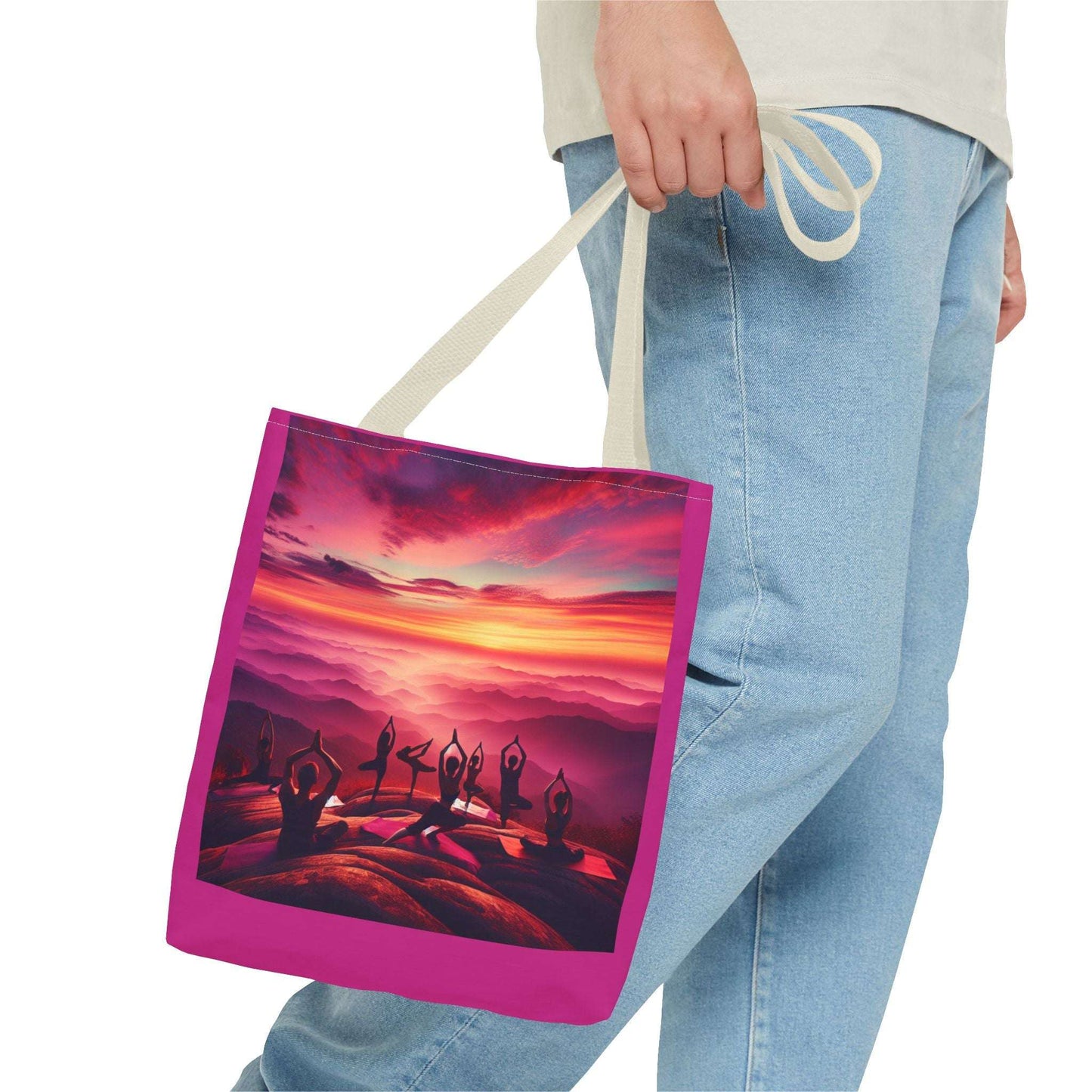 Yoga Sunset Tote Bag - Vibrant Spiritual Design