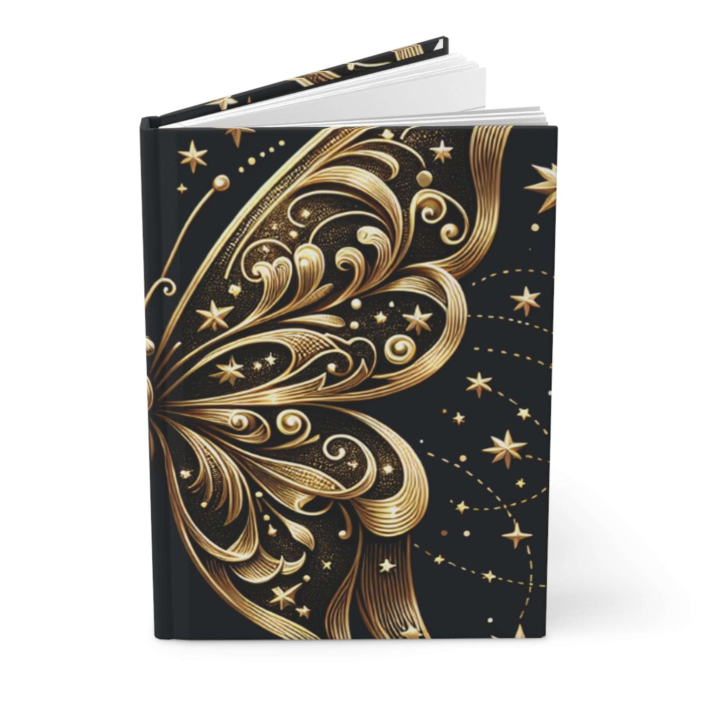 Elegant Butterfly Hardcover Journal - Black and Gold Design