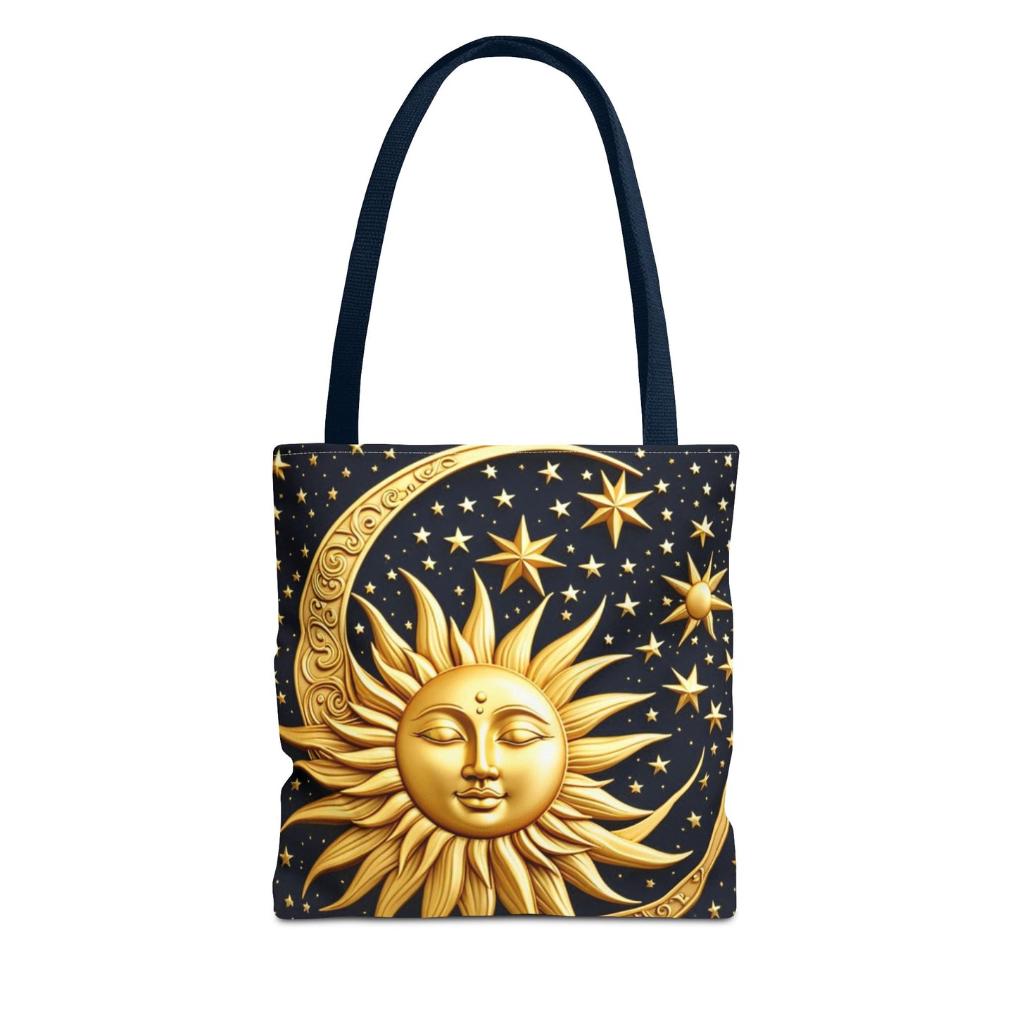 Celestial Sun Tote Bag - Golden Sun & Stars Design