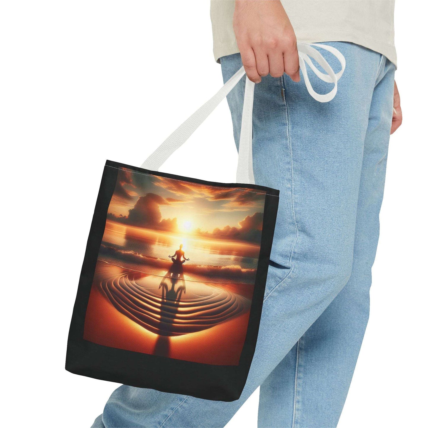 Meditation Sunset Tote Bag - Inspirational Beach Vibe