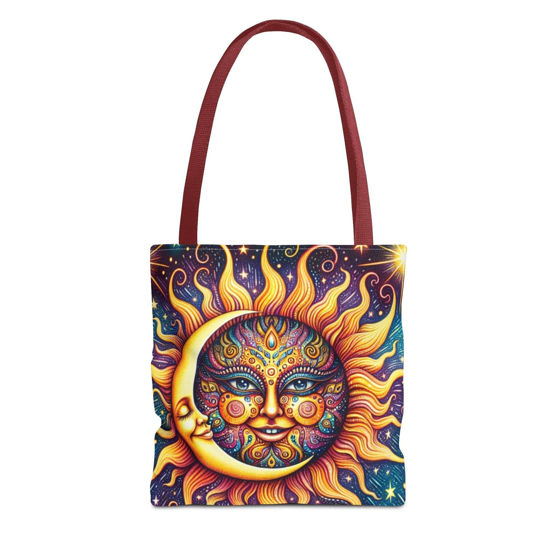 Bohemian Sun and Moon Tote Bag - Colorful Cosmic Design for Eco-Friendly Living