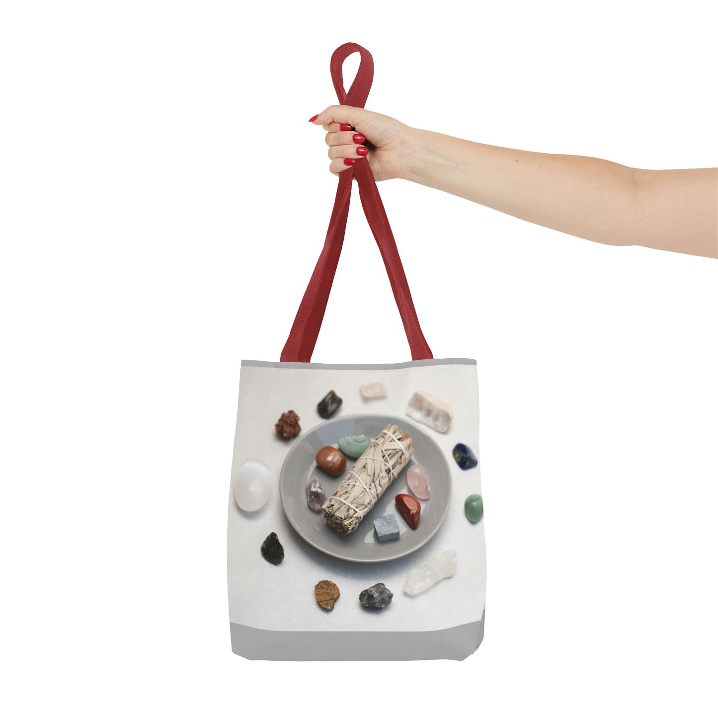 Crystal Healing Tote Bag - Mindful Sage and Gemstone Design