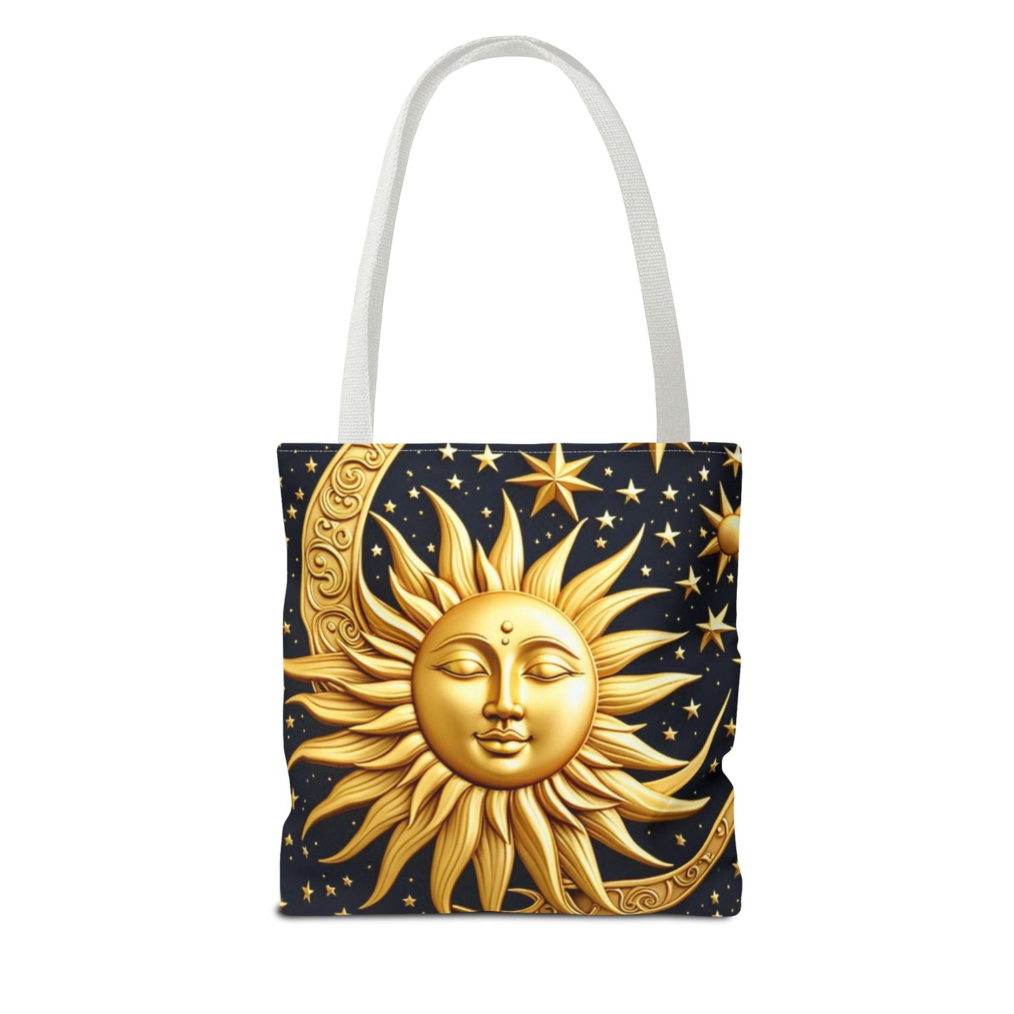 Celestial Sun Tote Bag - Golden Sun & Stars Design