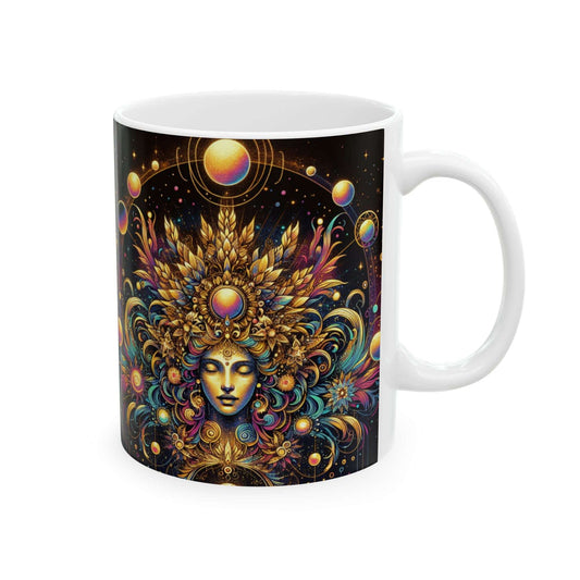 Colorful Cosmic Floral Ceramic Mug - 11oz , Perfect for Tea Lovers & Gift Giving