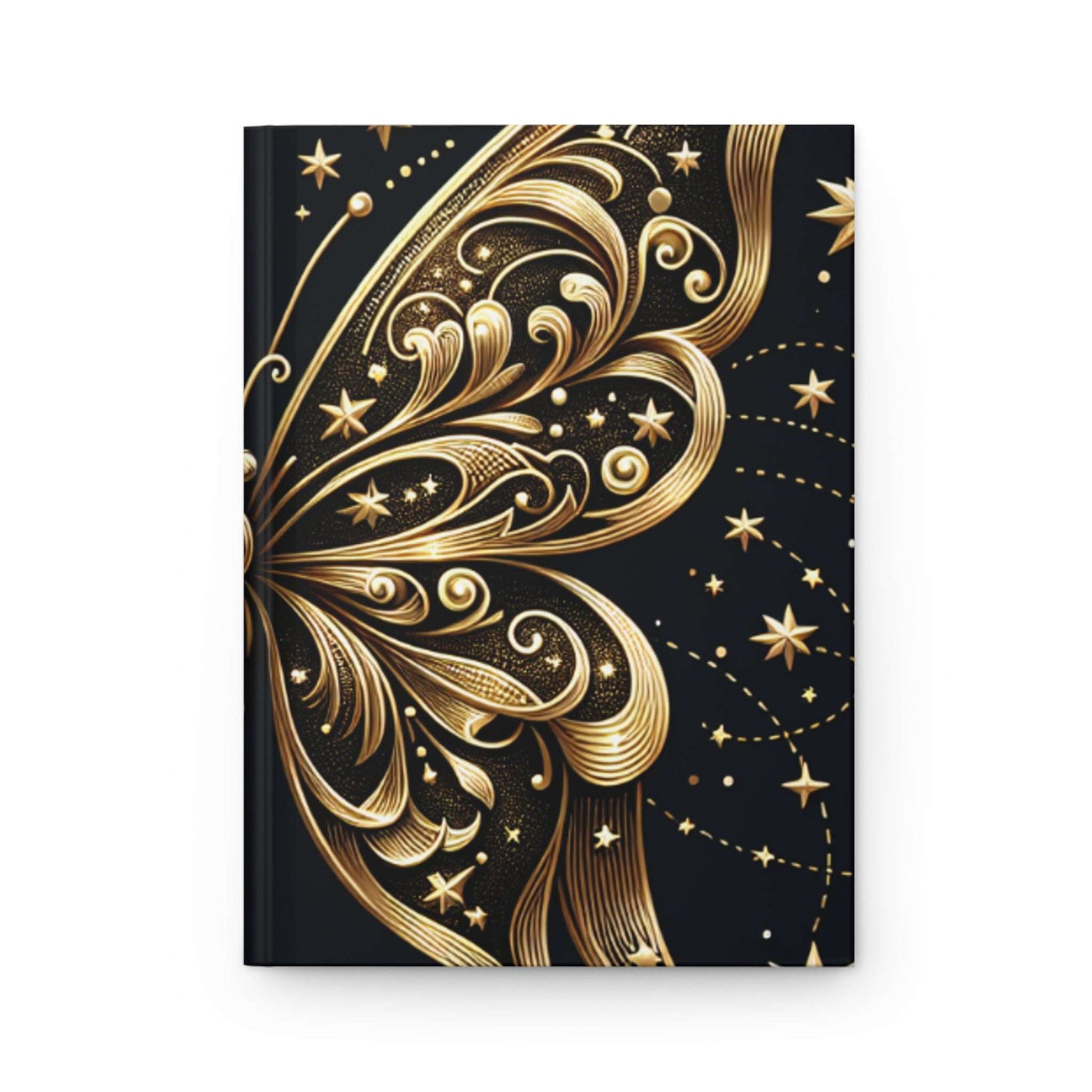 Elegant Butterfly Hardcover Journal - Black and Gold Design