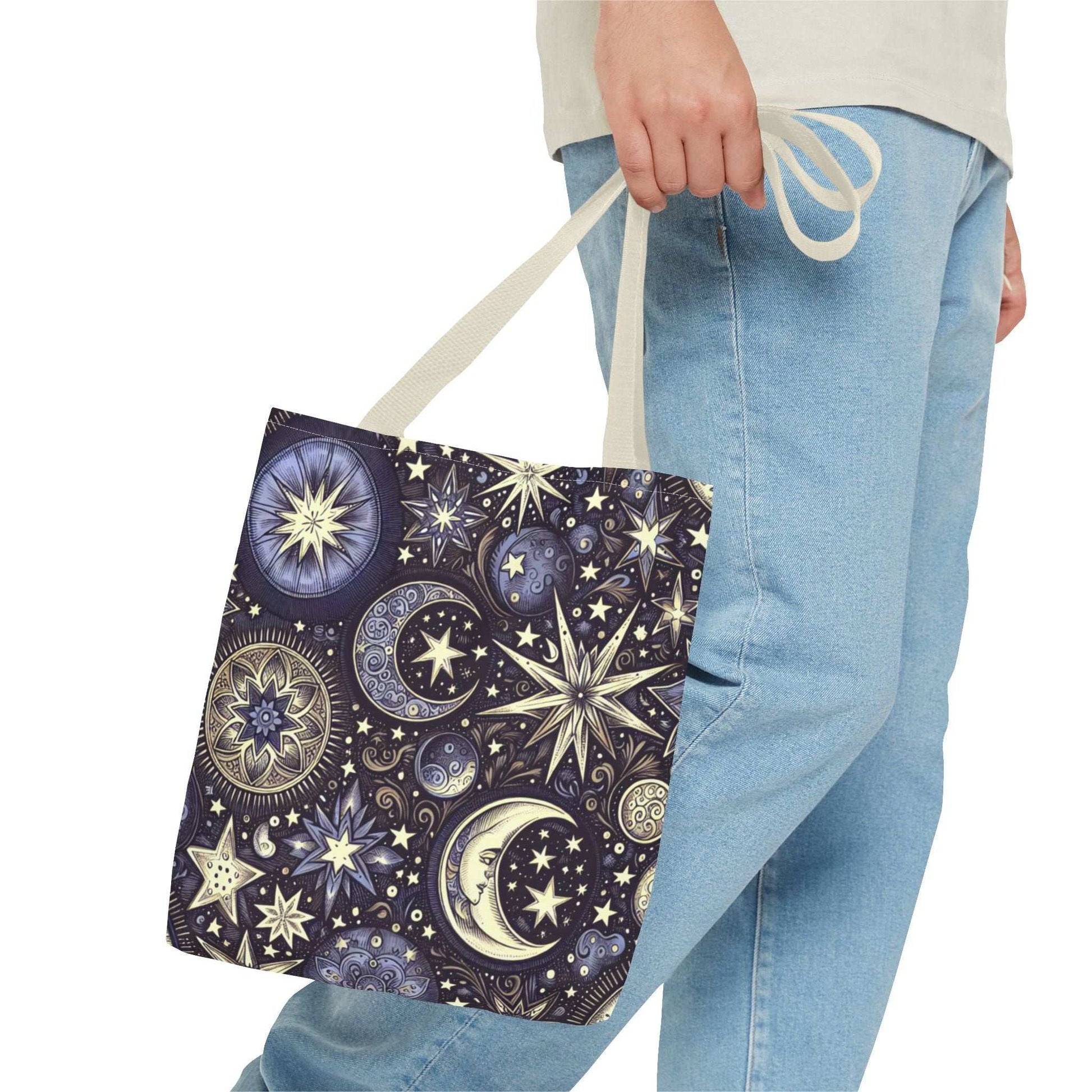 Cosmic Stars and Moons Tote Bag - Celestial Design for Astrology Lovers