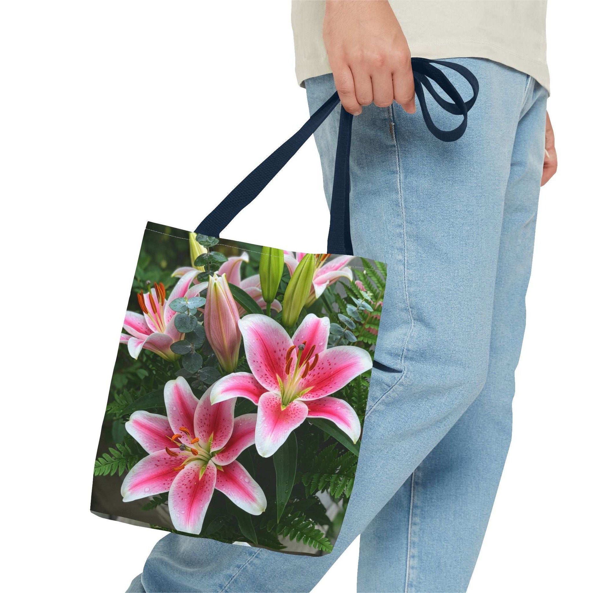 Vibrant Lily Floral Tote Bag - Perfect for Spring and Summer Outings