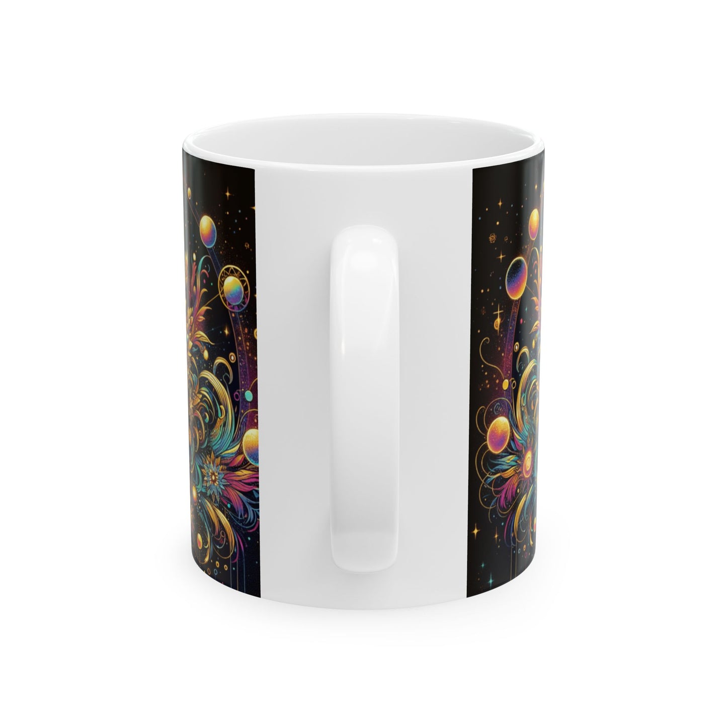 Colorful Cosmic Floral Ceramic Mug - 11oz , Perfect for Tea Lovers & Gift Giving