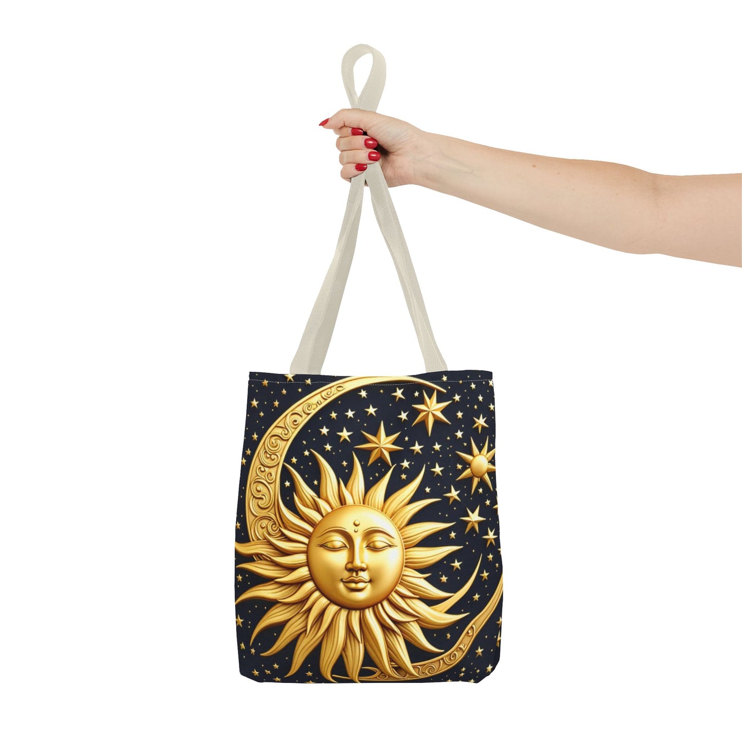 Celestial Sun Tote Bag - Golden Sun & Stars Design