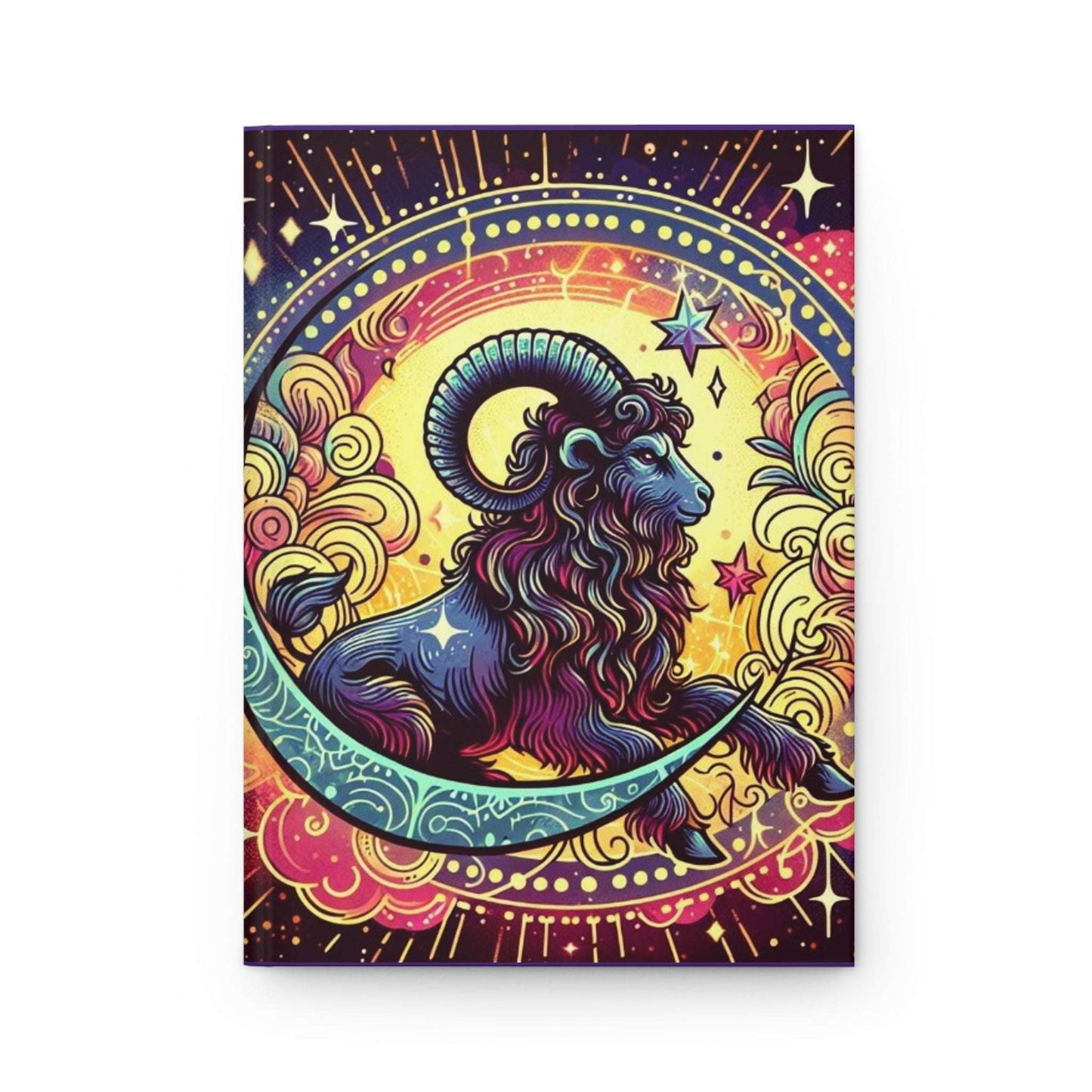 Cosmic Aries Hardcover Journal - Vibrant Zodiac Design