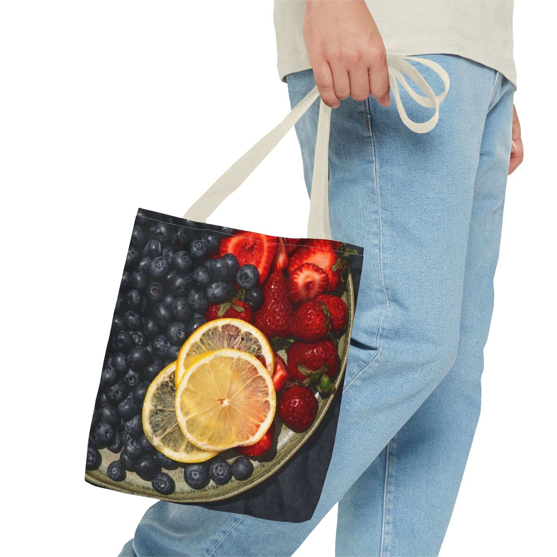 Colorful Fruit Print Tote Bag - Fresh & Fun for Everyday Use