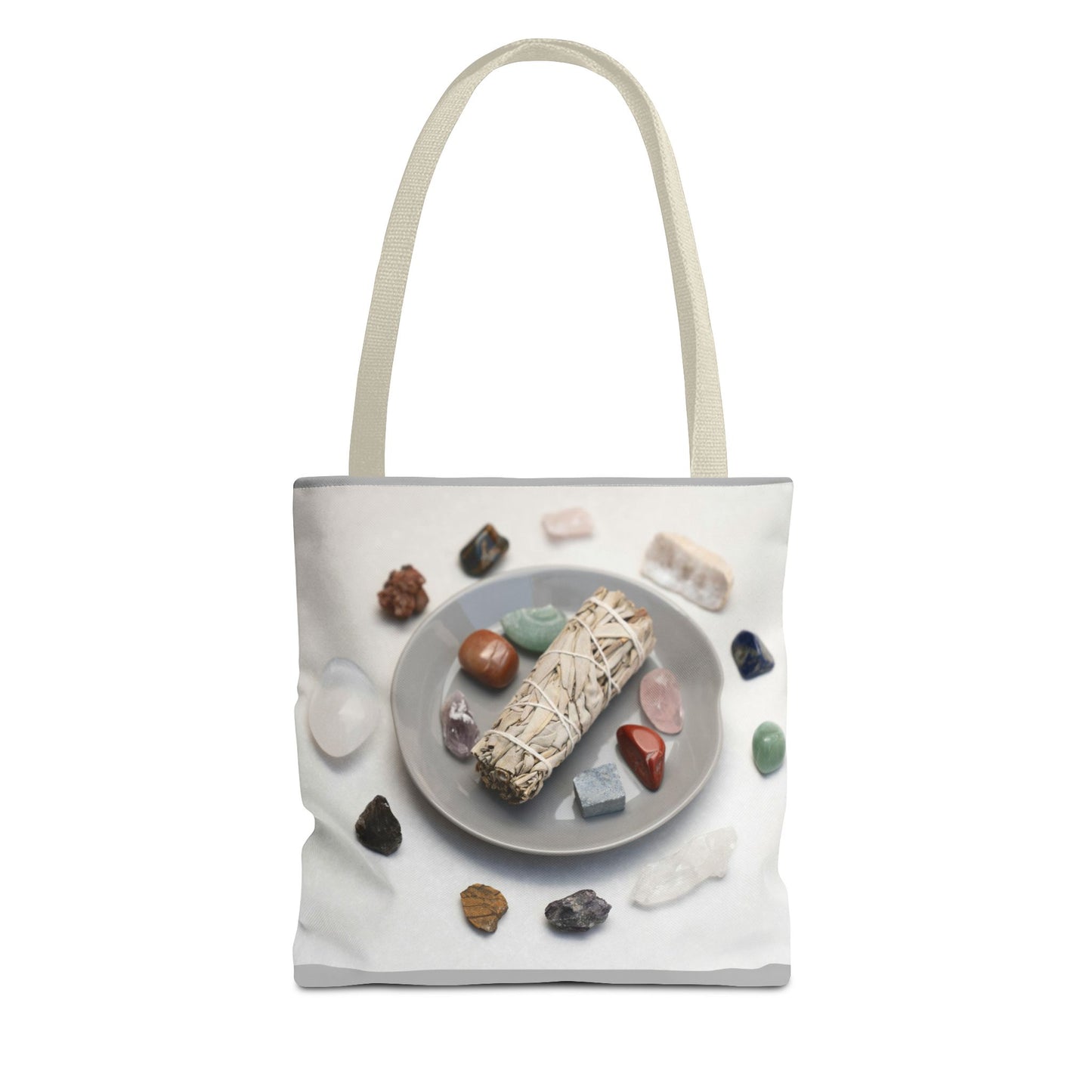 Crystal Healing Tote Bag - Mindful Sage and Gemstone Design