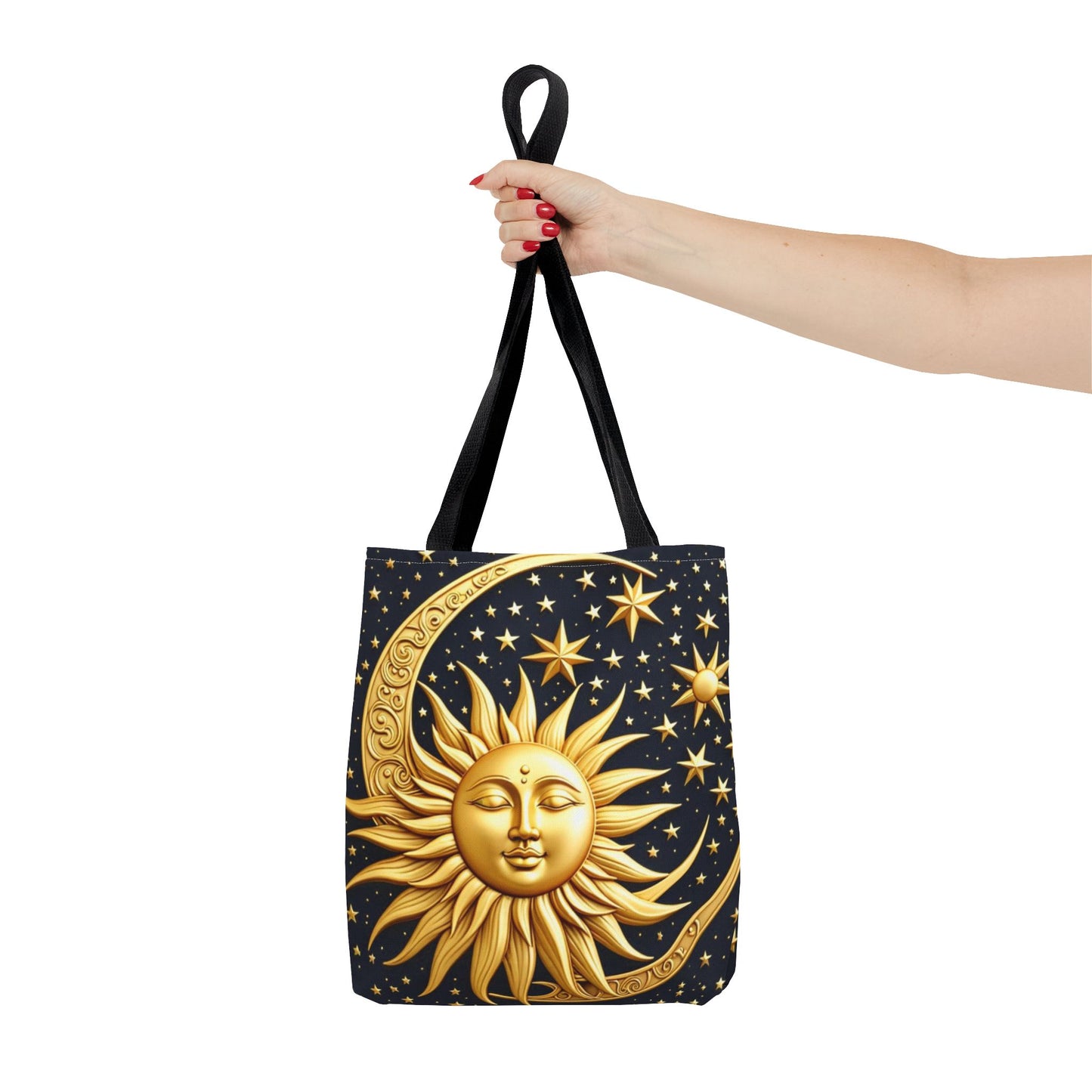 Celestial Sun Tote Bag - Golden Sun & Stars Design