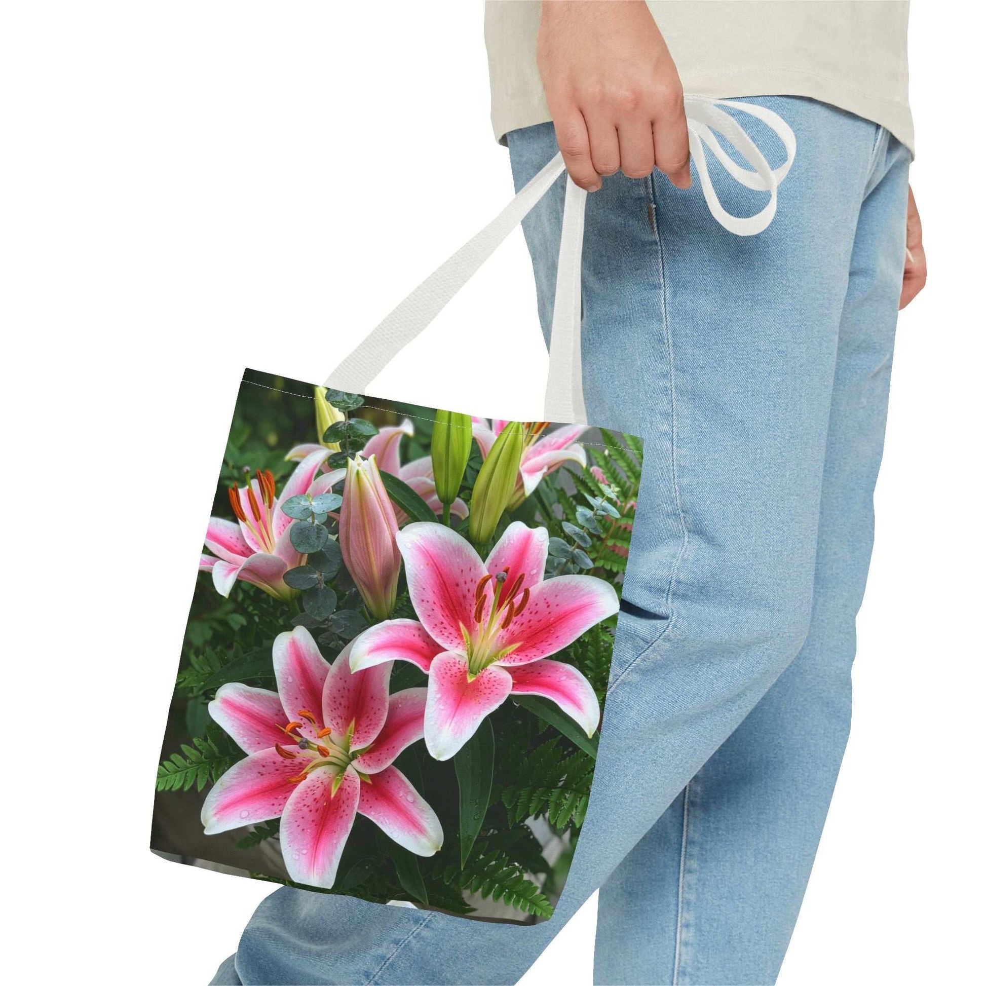 Vibrant Lily Floral Tote Bag - Perfect for Spring and Summer Outings