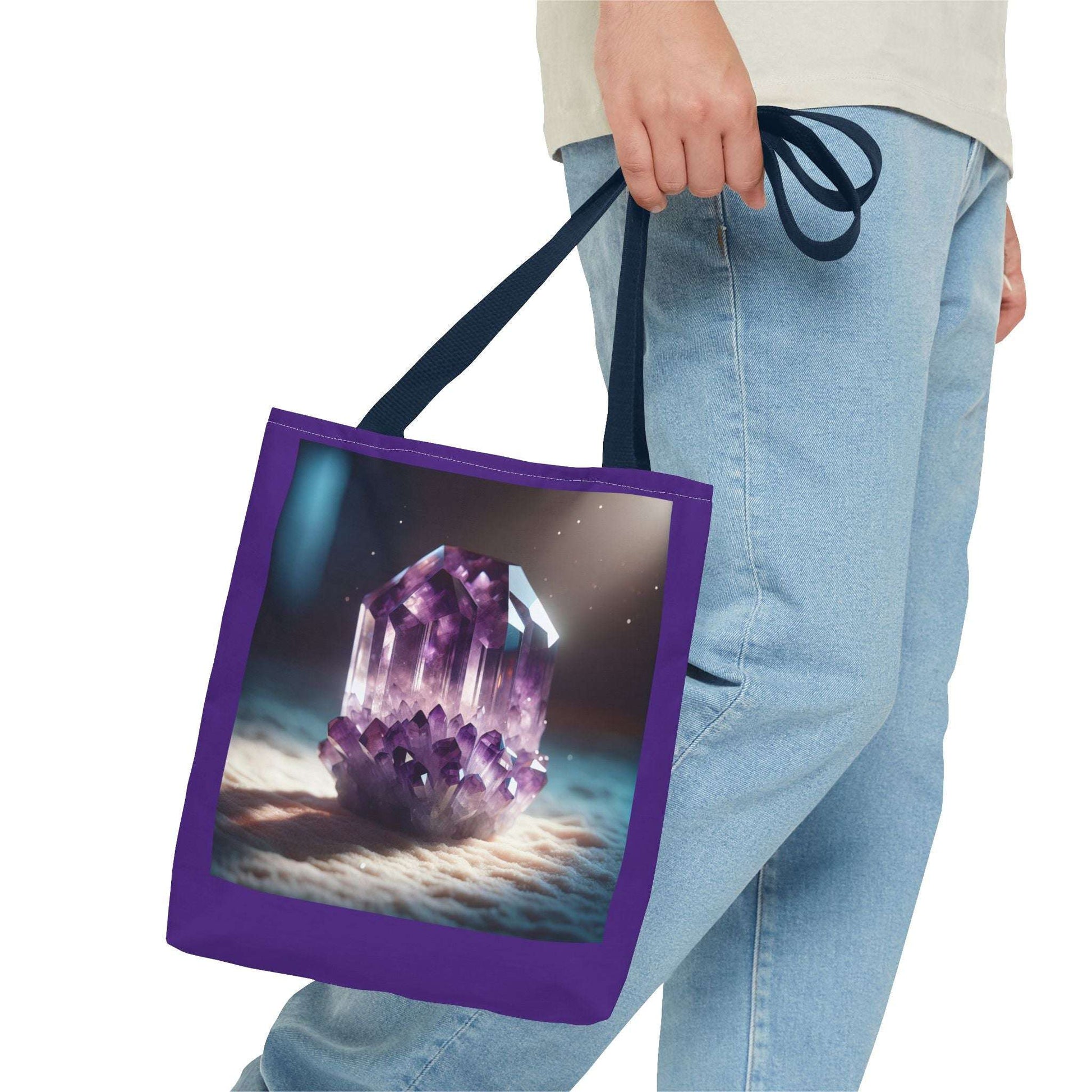 Amethyst Crystal Tote Bag - Boho Chic Shopping Bag for Crystal Lovers