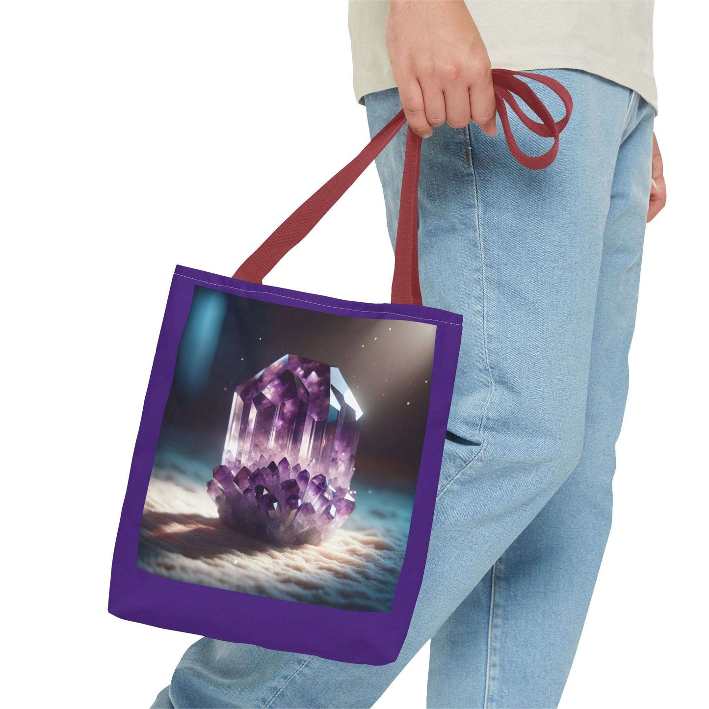 Amethyst Crystal Tote Bag - Boho Chic Shopping Bag for Crystal Lovers