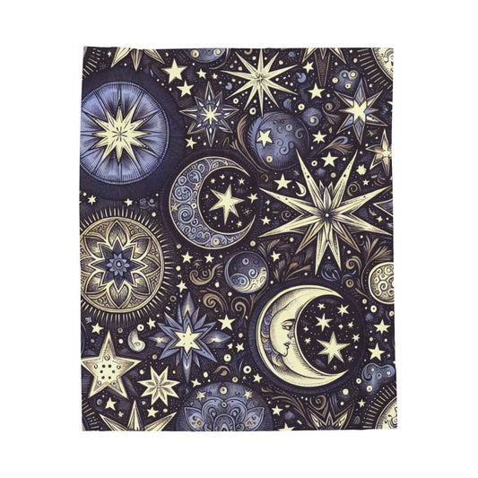 Celestial Dreams Velveteen Plush Blanket - Cozy Starry Night Throw for Stargazers