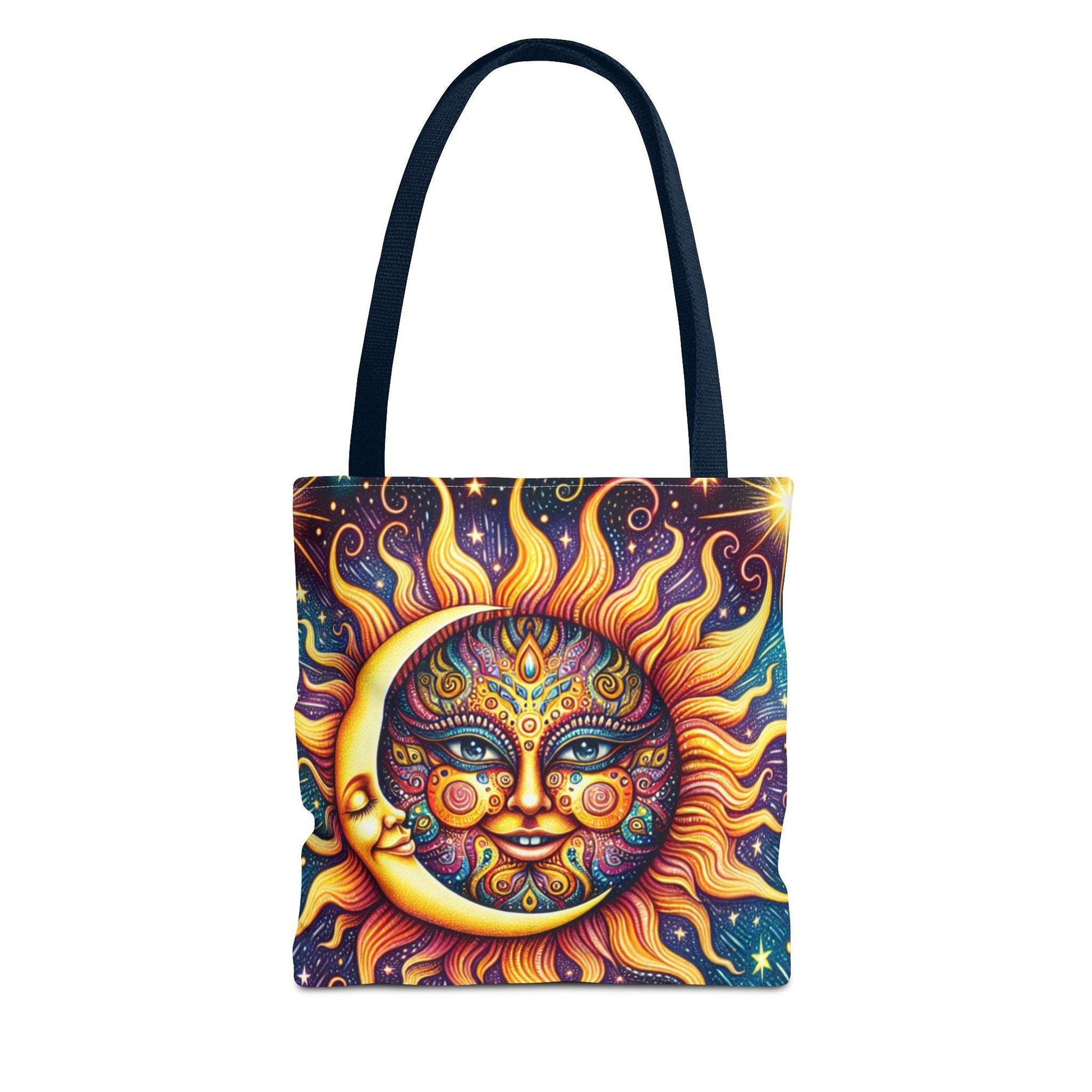 Bohemian Sun and Moon Tote Bag - Colorful Cosmic Design for Eco-Friendly Living