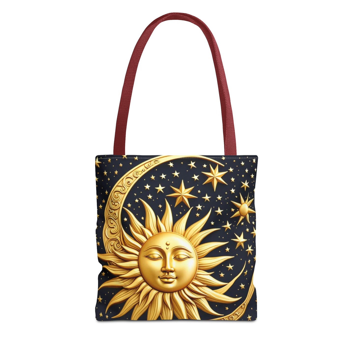 Celestial Sun Tote Bag - Golden Sun & Stars Design