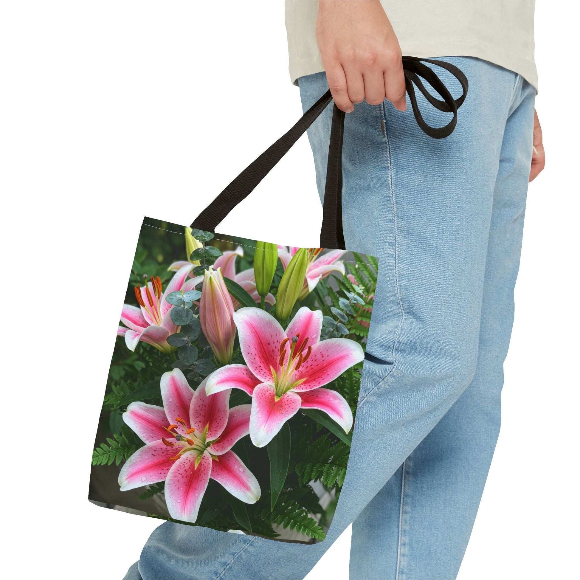 Vibrant Lily Floral Tote Bag - Perfect for Spring and Summer Outings