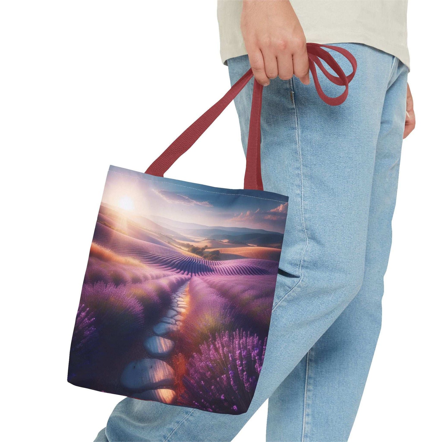 Lavender Fields Tote Bag - Scenic Floral Design for Everyday Use