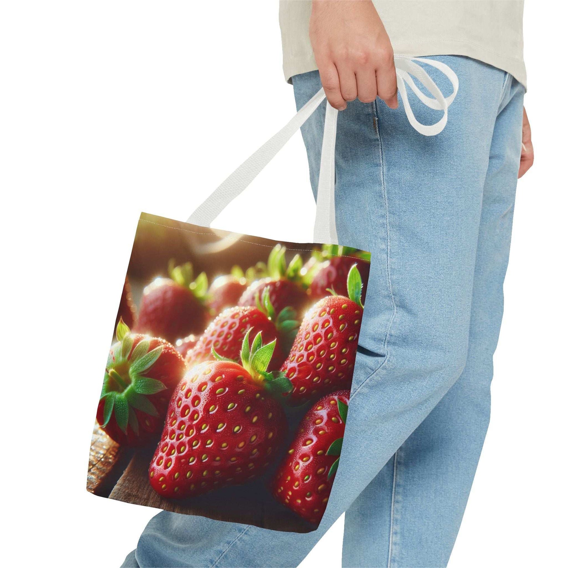 Strawberry Print Tote Bag - Perfect for Farmers' Markets and Everyday Use