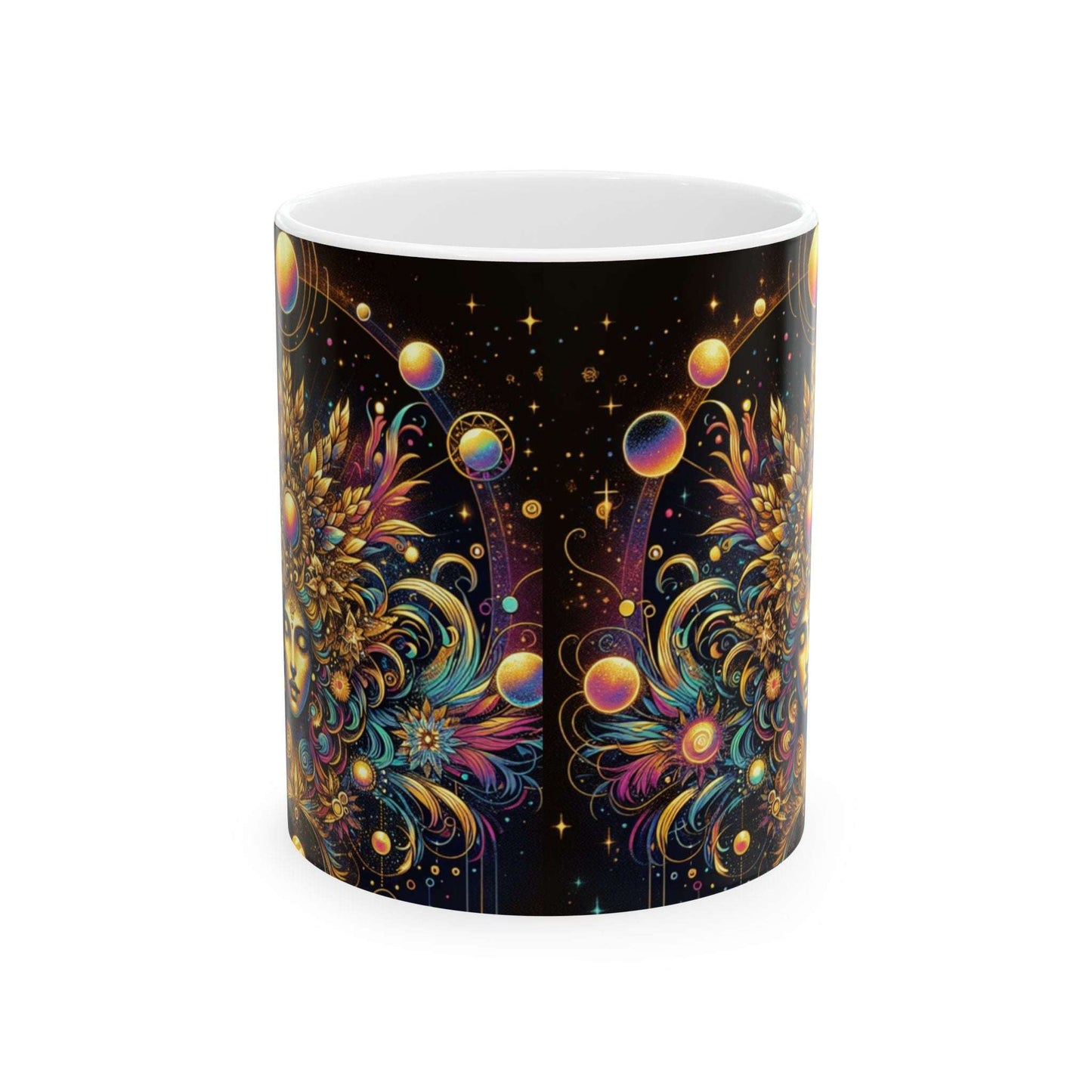 Colorful Cosmic Floral Ceramic Mug - 11oz , Perfect for Tea Lovers & Gift Giving