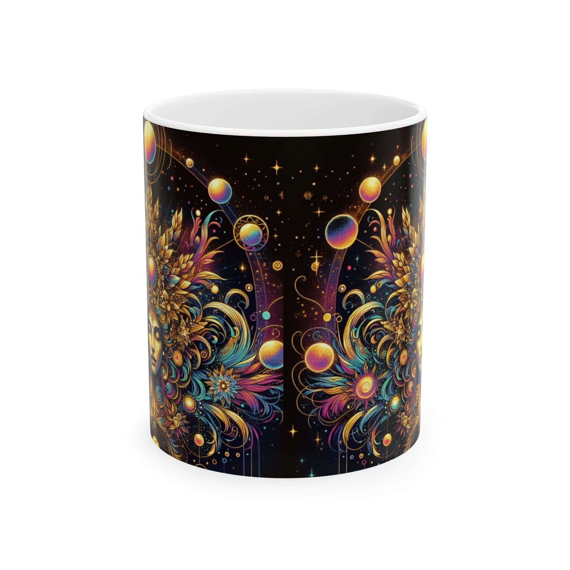 Colorful Cosmic Floral Ceramic Mug - 11oz , Perfect for Tea Lovers & Gift Giving