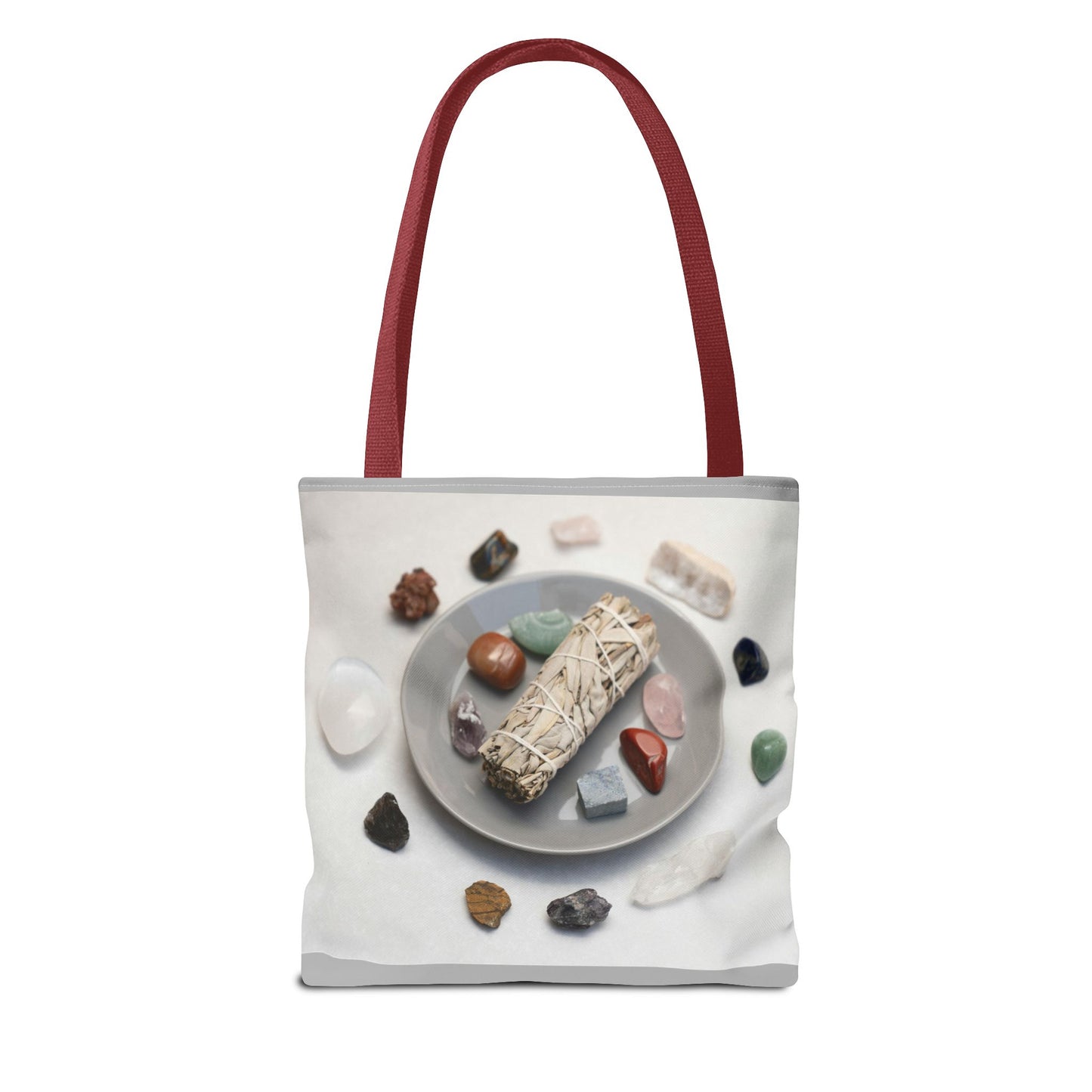 Crystal Healing Tote Bag - Mindful Sage and Gemstone Design