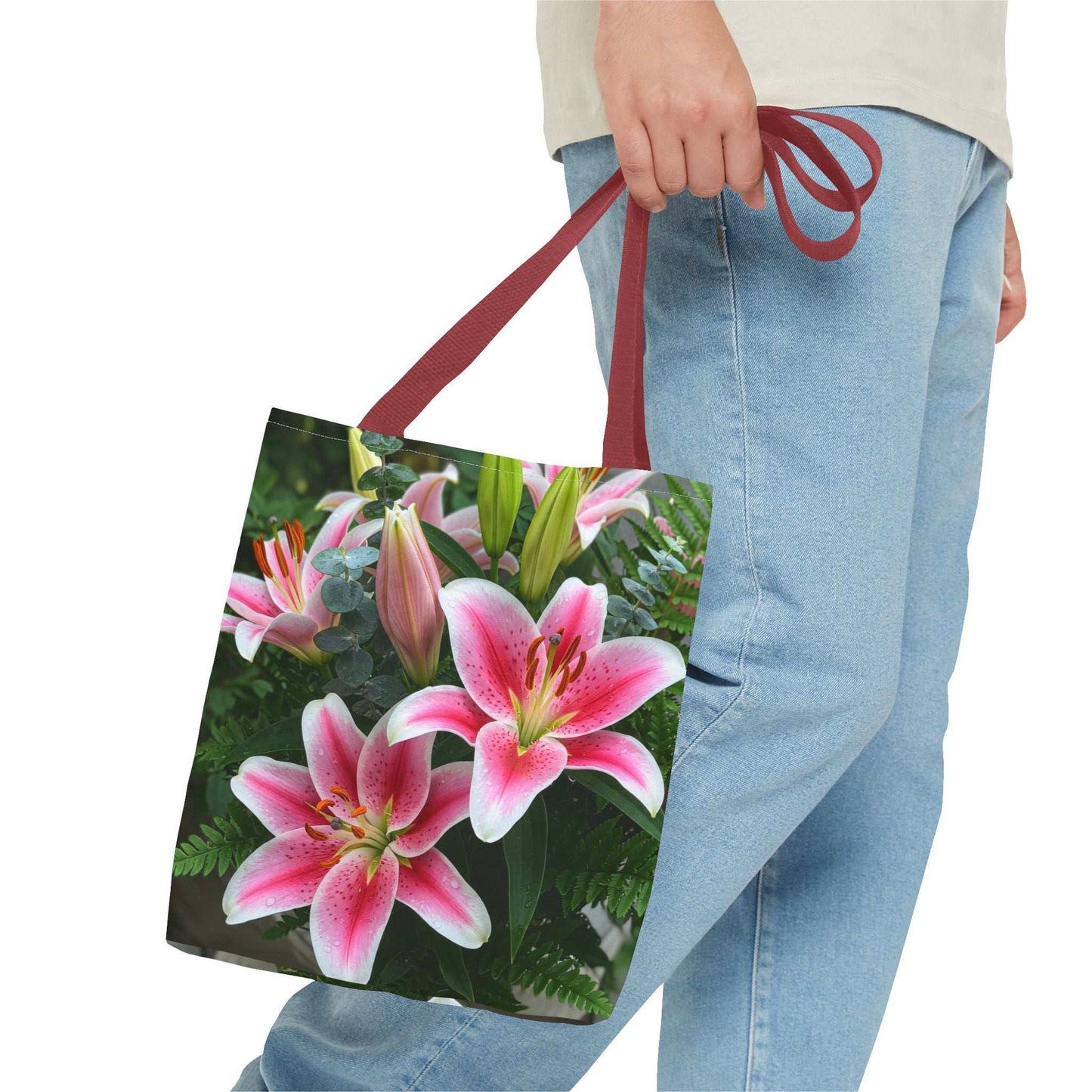 Vibrant Lily Floral Tote Bag - Perfect for Spring and Summer Outings