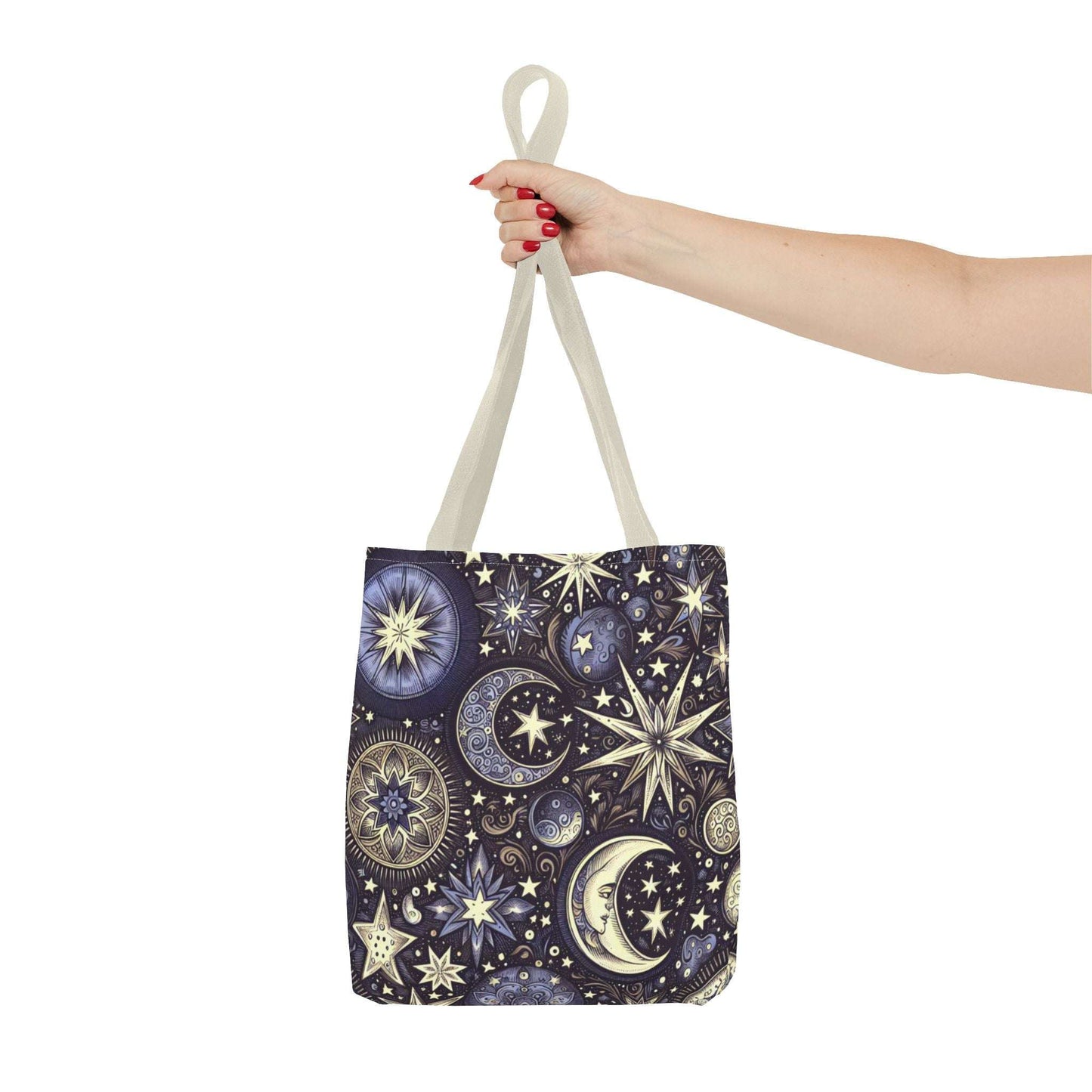 Cosmic Stars and Moons Tote Bag - Celestial Design for Astrology Lovers