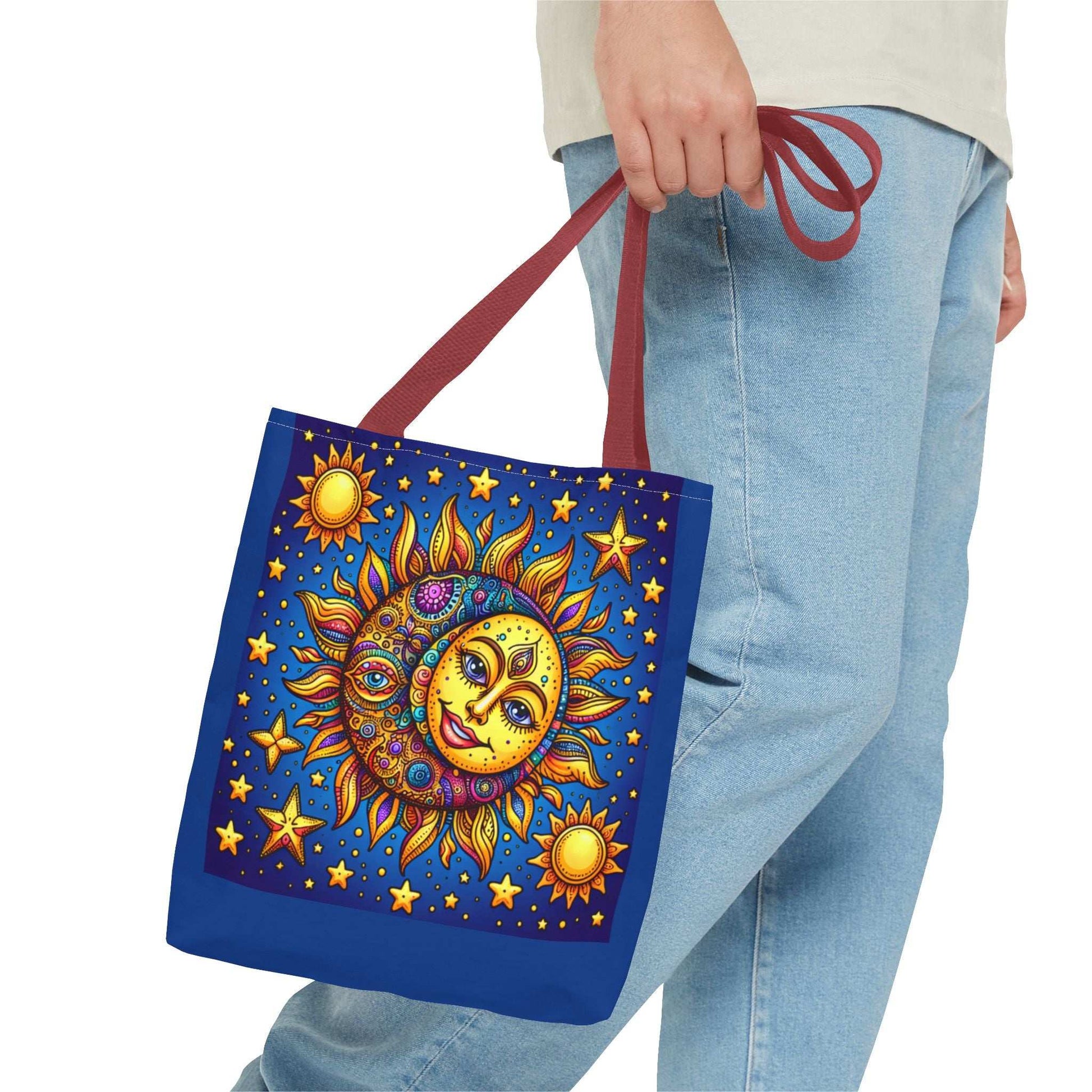 Sun and Moon Boho Tote Bag – Colorful Celestial Design for Every Occasion