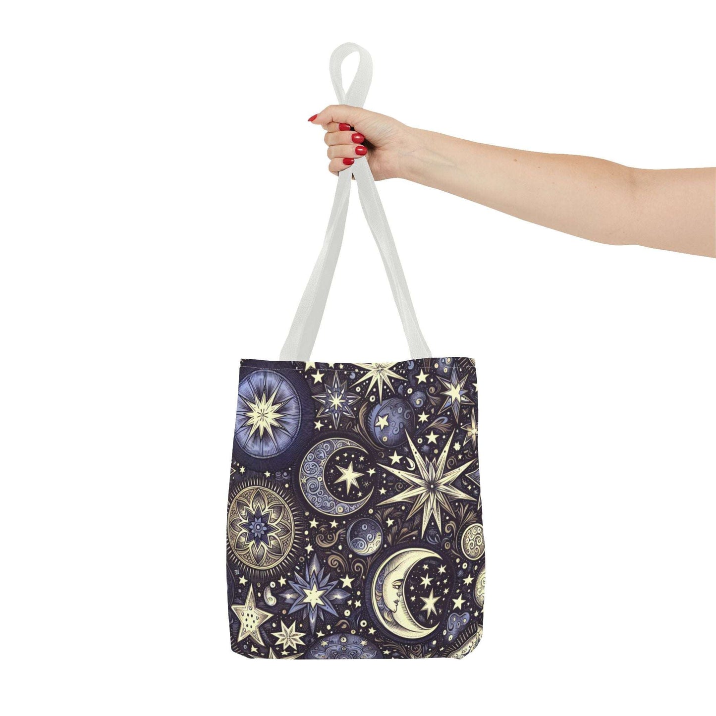 Cosmic Stars and Moons Tote Bag - Celestial Design for Astrology Lovers