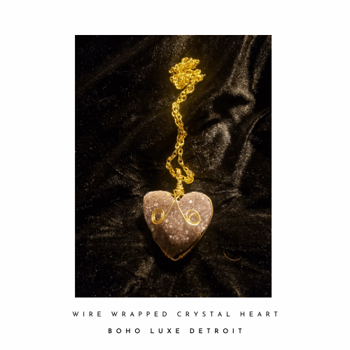 Amethyst Crystal Heart Necklace