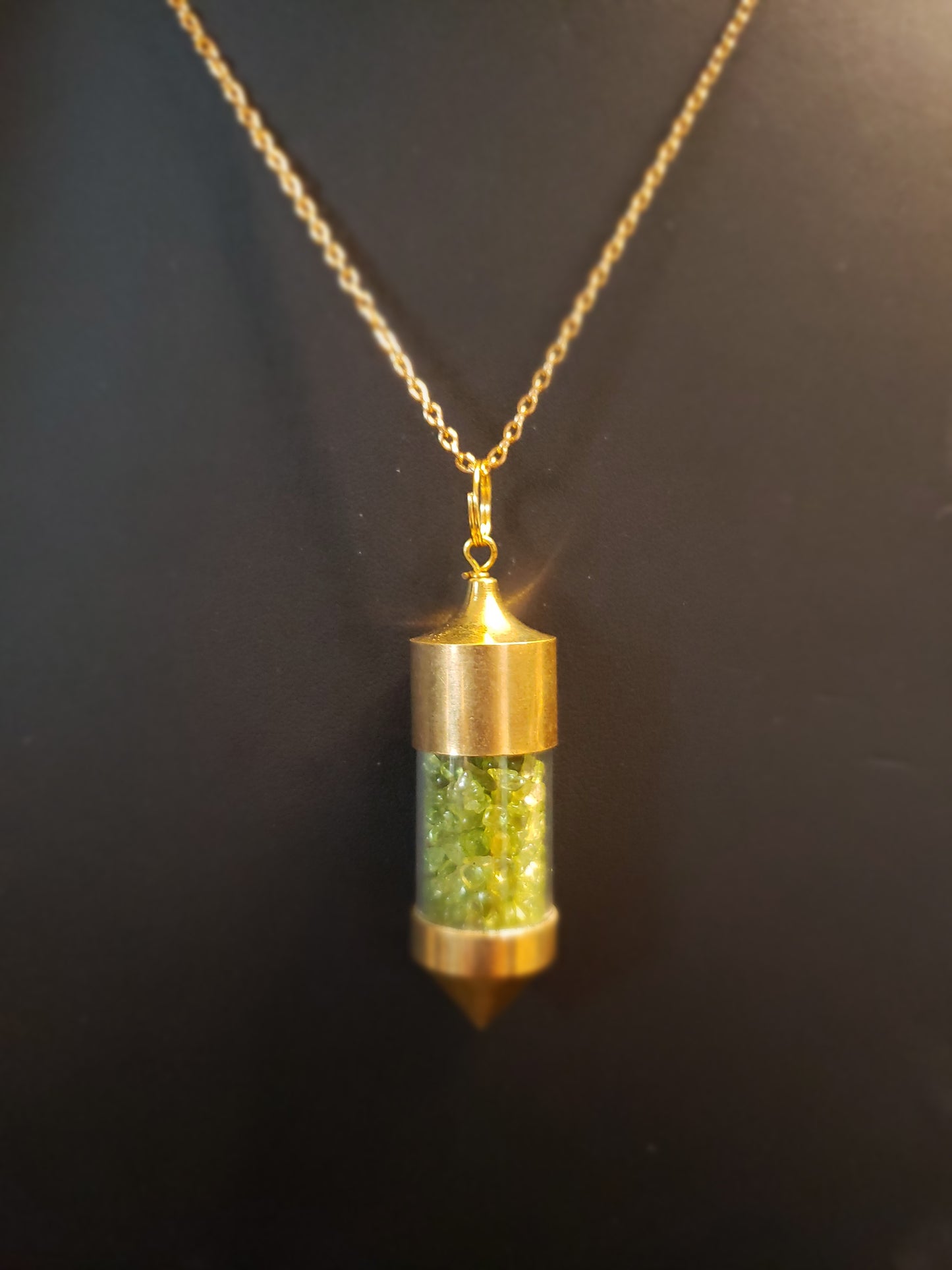 Peridot Crystal Bottle Necklace