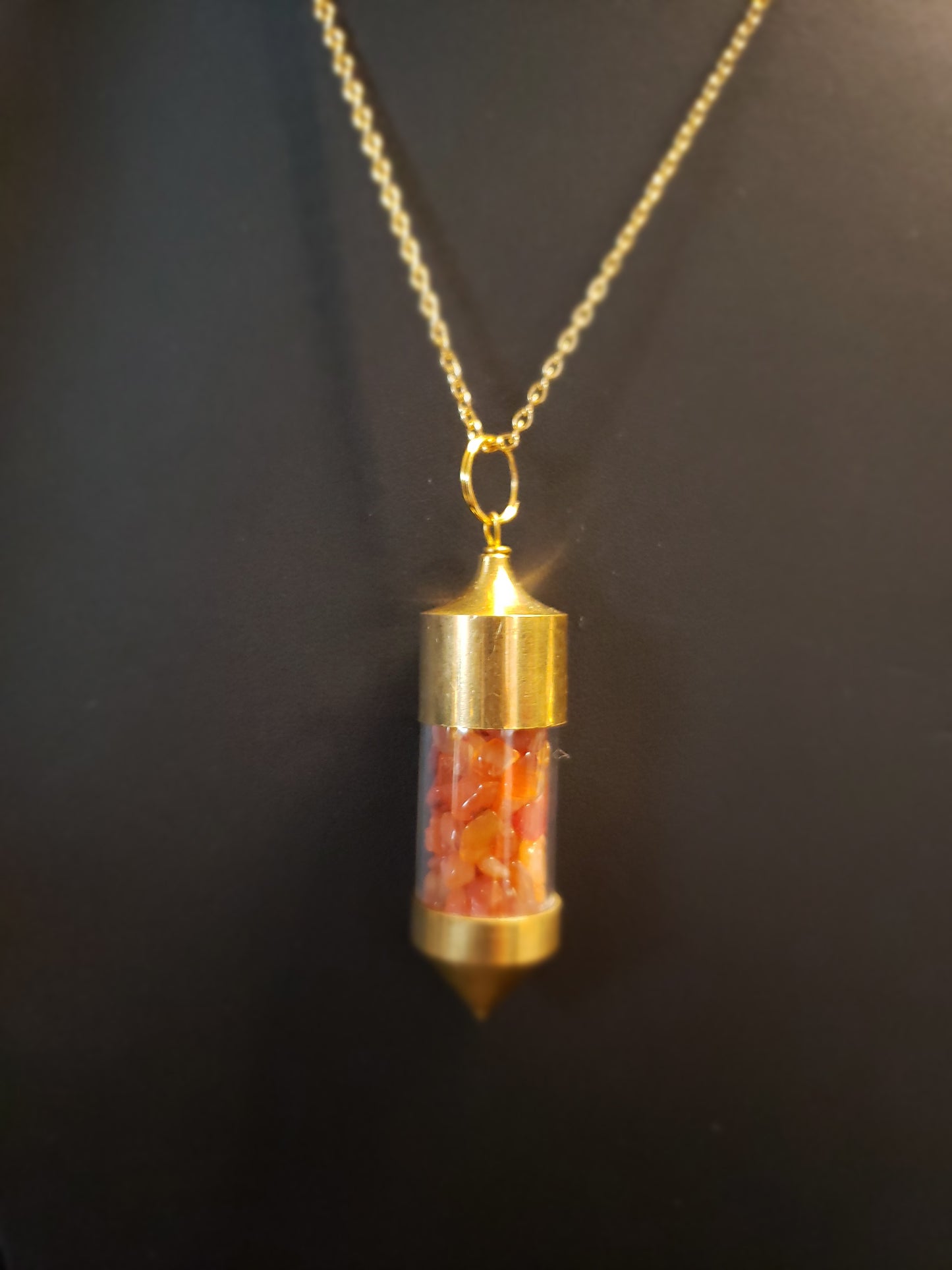 Carnelian Crystal Bottle Necklace