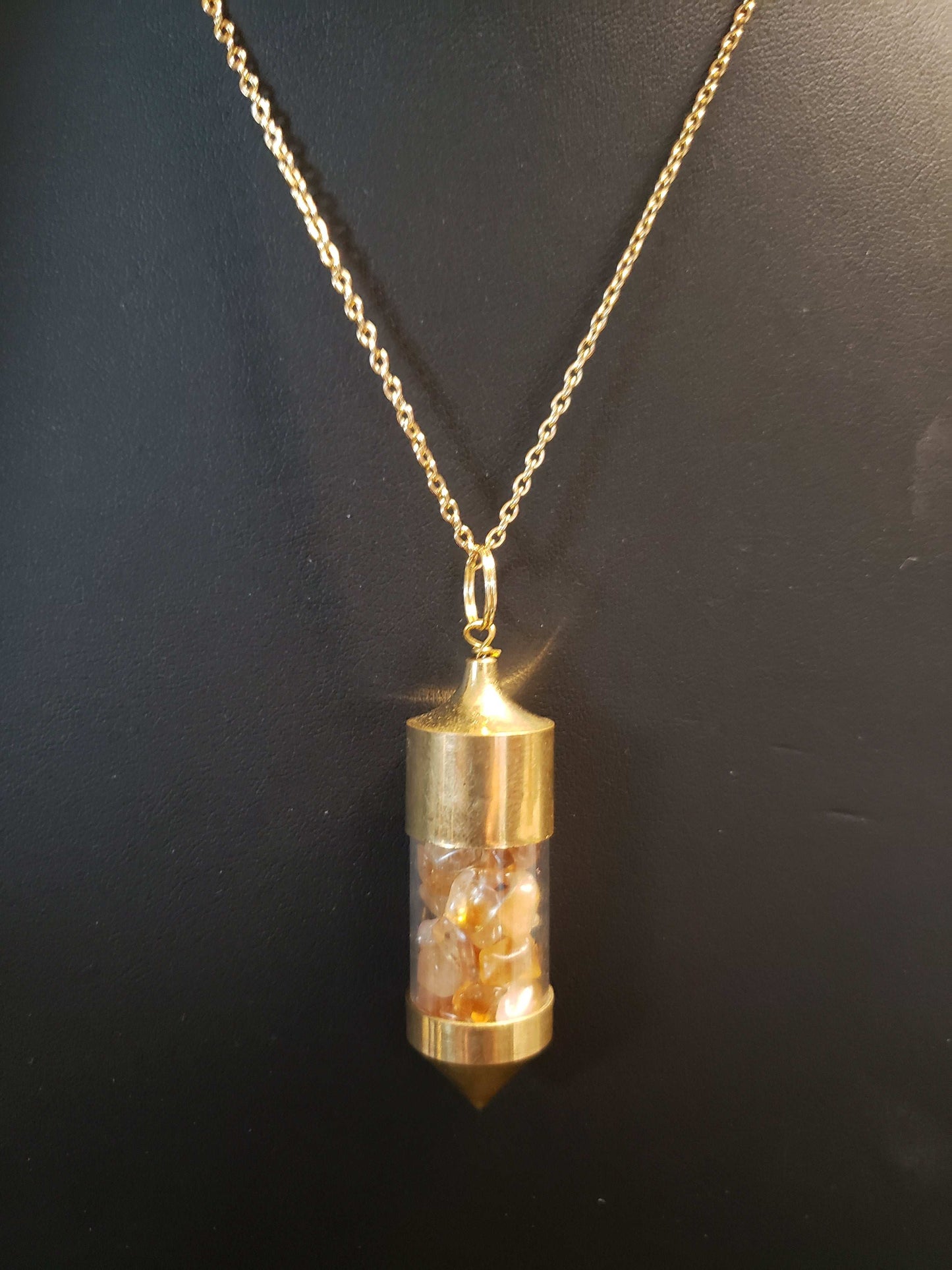 Citrine Crystal Bottle Necklace