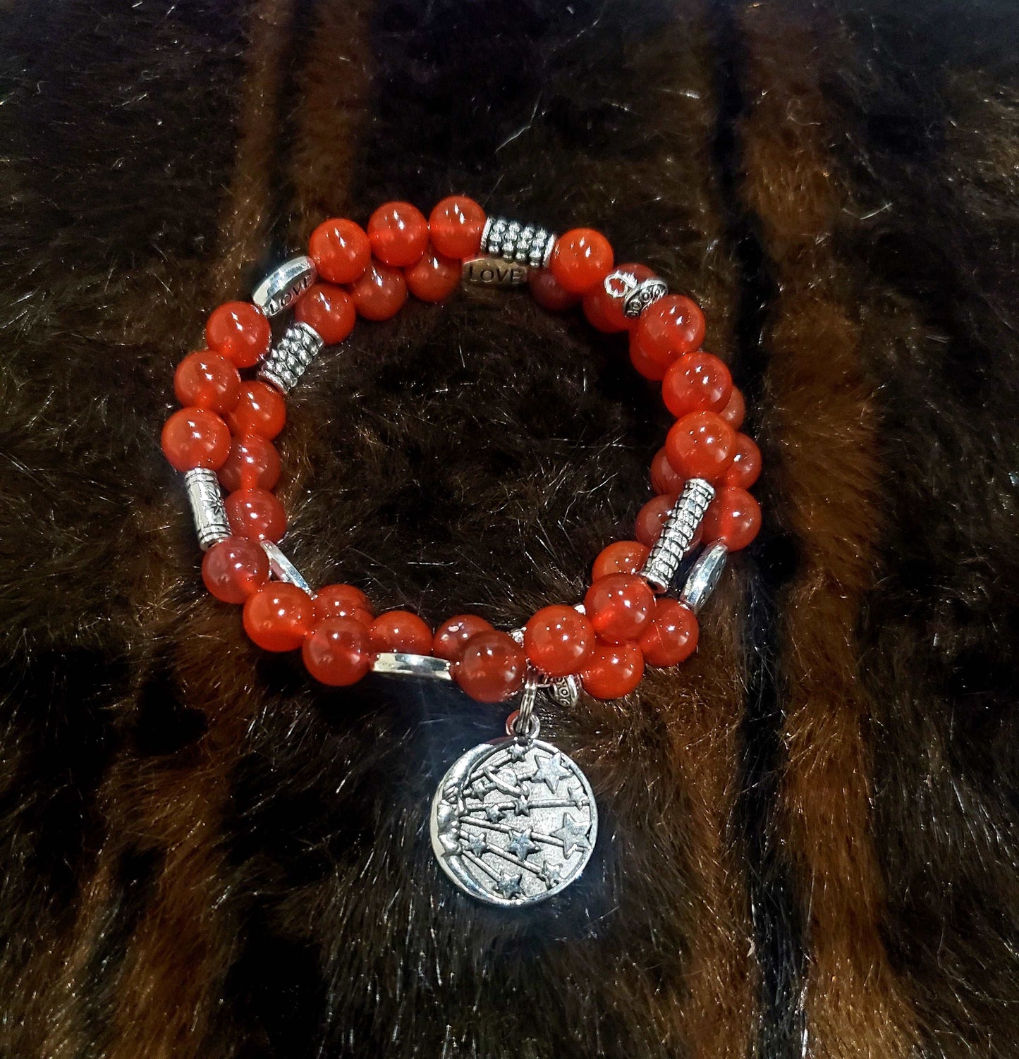 Carnelian Crystal Memory Wire Bracelet