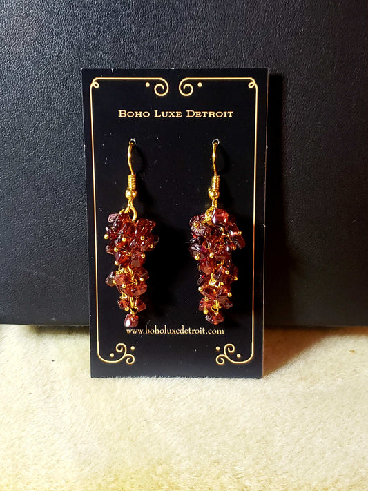 Garnet Crystal Cluster Earrings