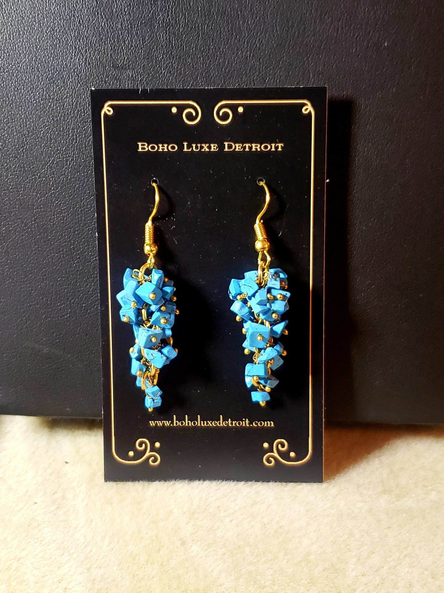 Turquoise Crystal Cluster Earrings